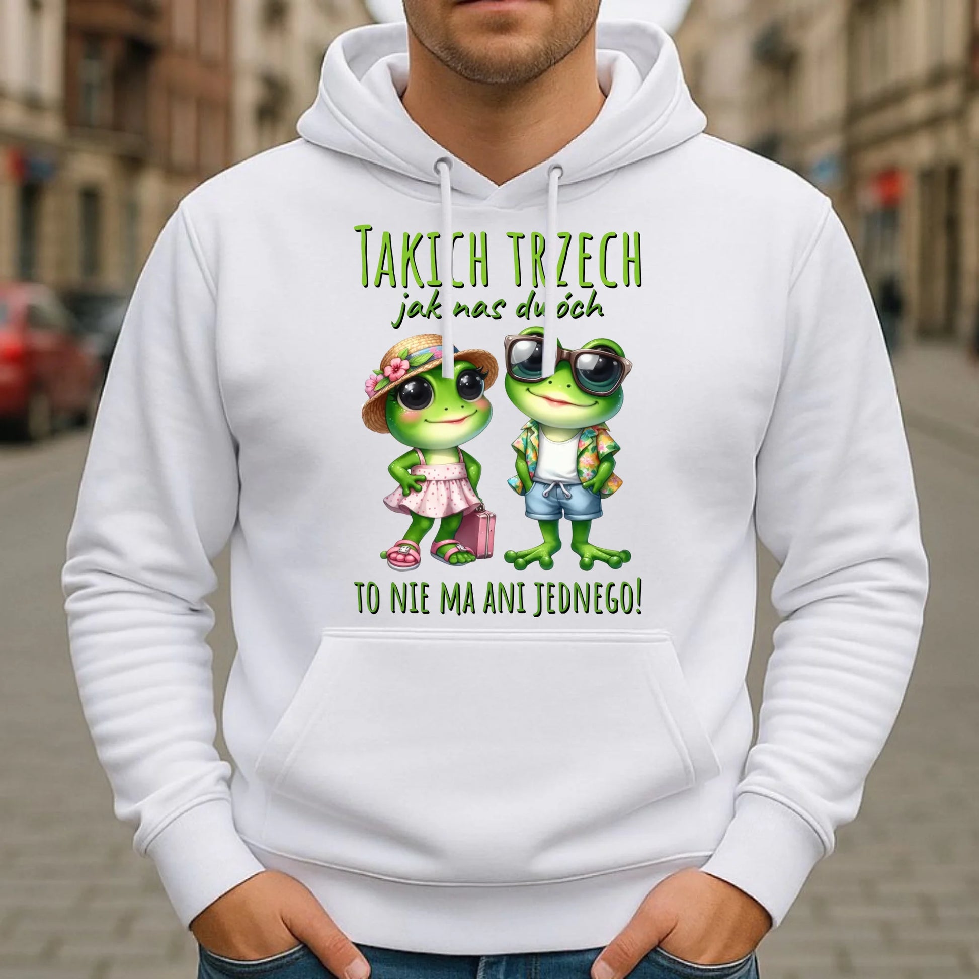 Bluza męska z kapturem dla par - Żabki - prezent dla chłopaka DCH11 - StoryCups.pl