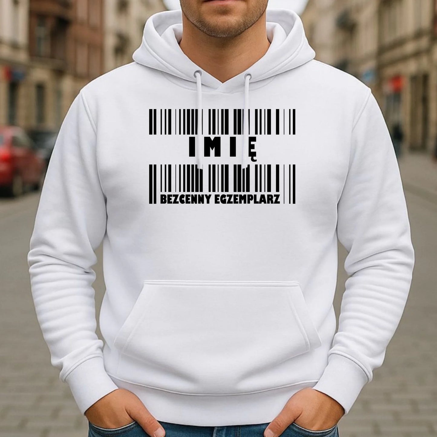 Bluza męska z kapturem - Bezcenny egzemplarz prezent dla niego - personalizowana DCH07 - StoryCups.pl