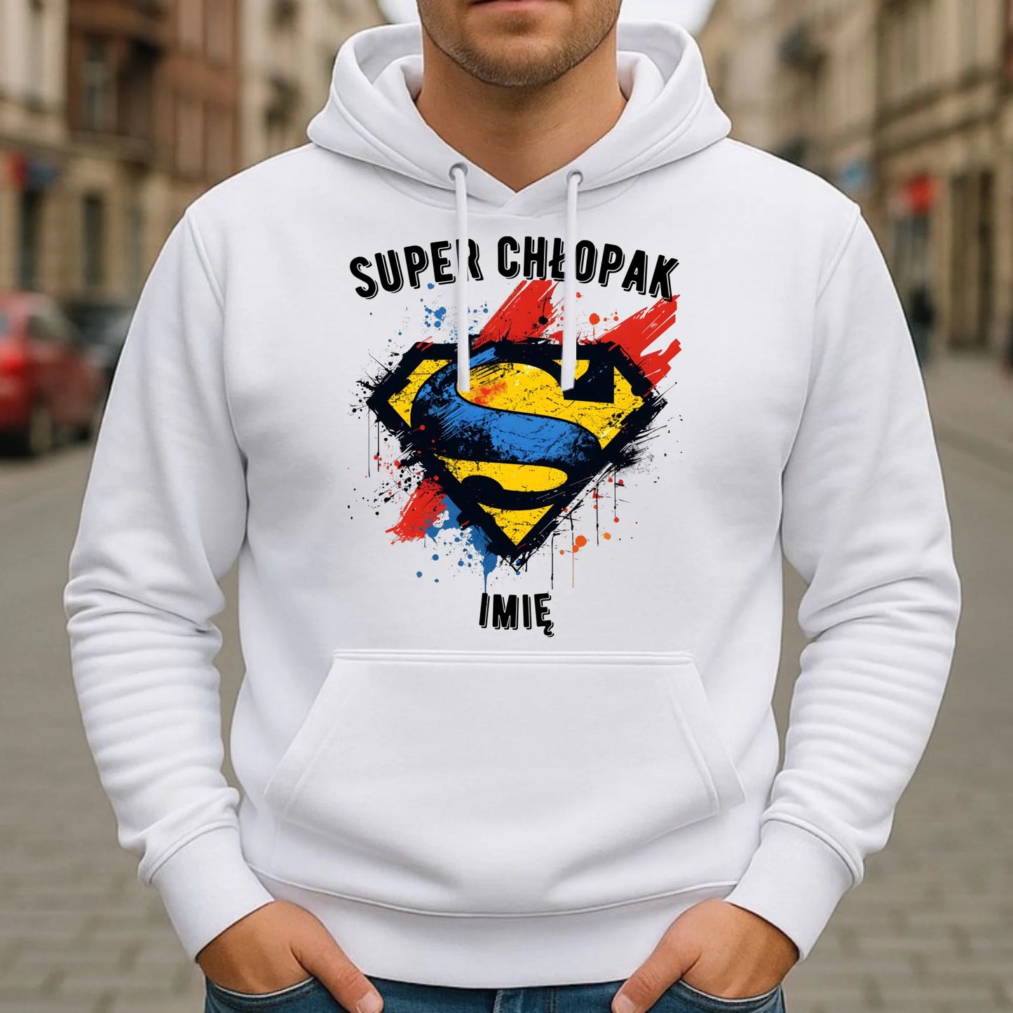 Bluza męska z kapturem - prezent na Dzień Chłopaka - Super Chłopak - personalizowana DCH18 - StoryCups.pl