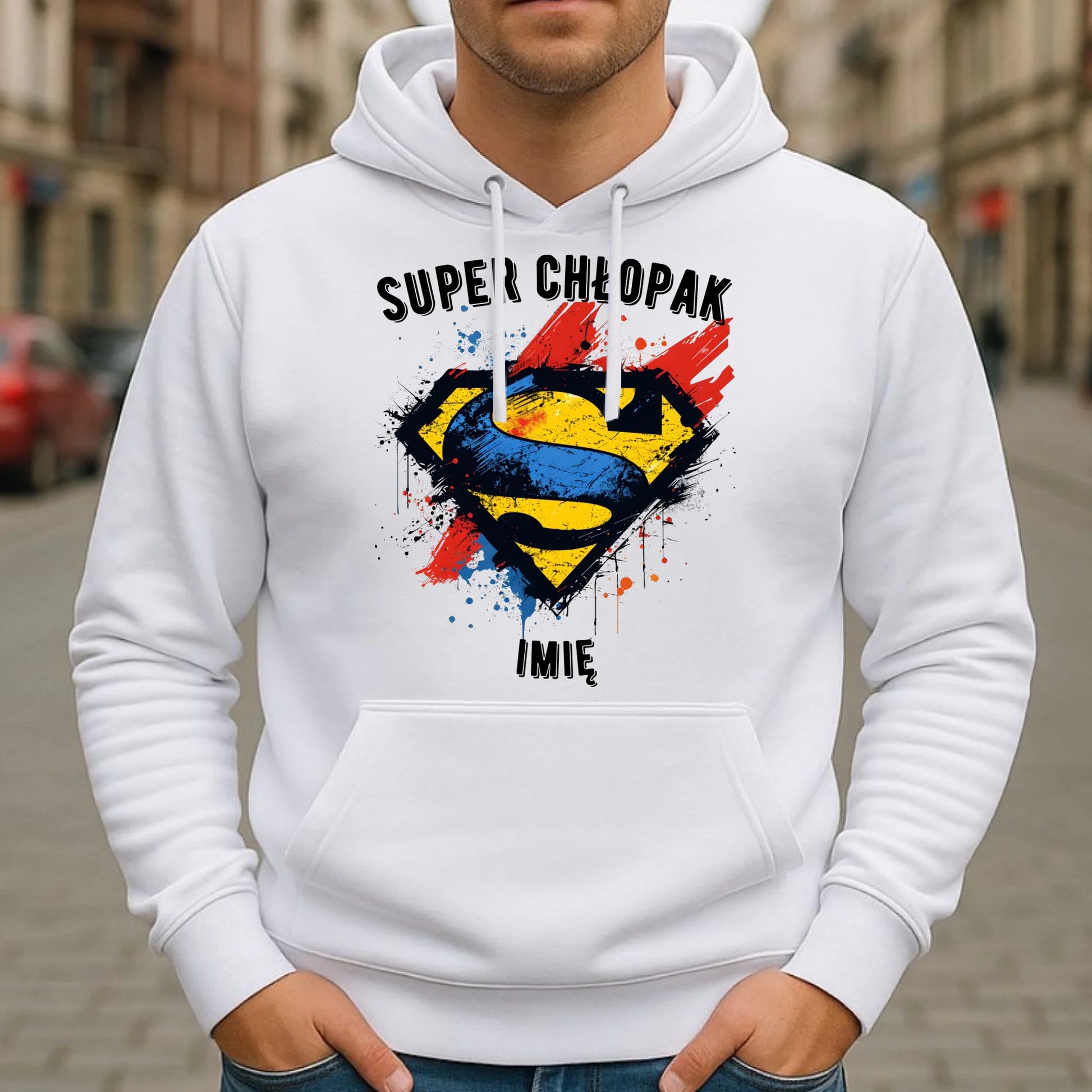 Bluza męska z kapturem - prezent na Dzień Chłopaka - Super Chłopak - personalizowana DCH18 - StoryCups.pl