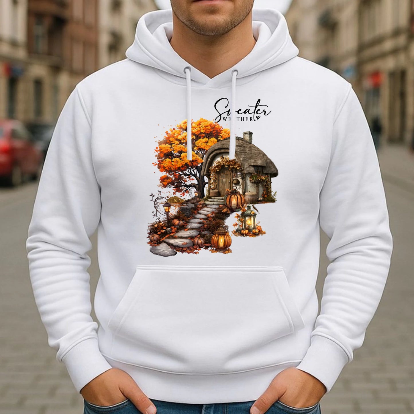 Bluza męska z kapturem jesienna - Sweater weather JS15 - StoryCups.pl