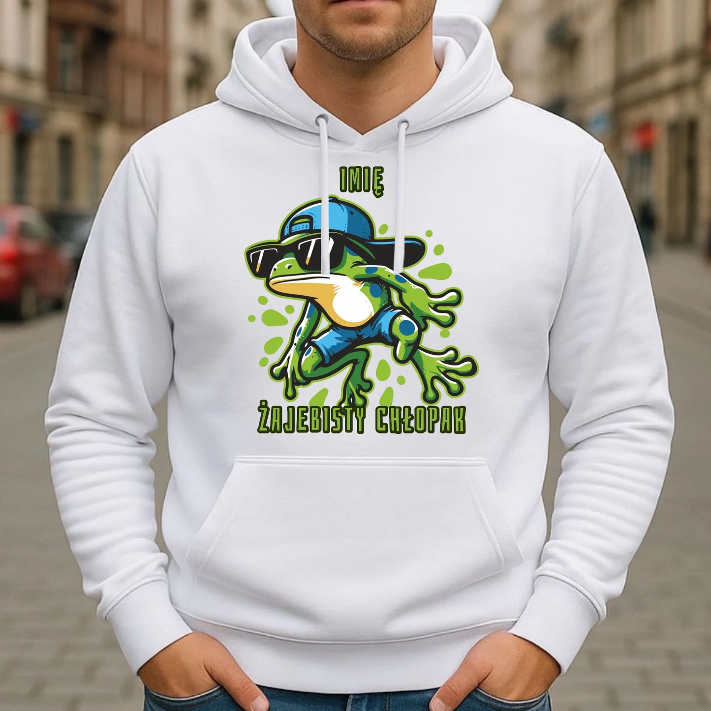 Bluza męska z kapturem - Żajebisty Chłopak prezent na Dzień Chłopaka - personalizowana DCH02 - StoryCups.pl