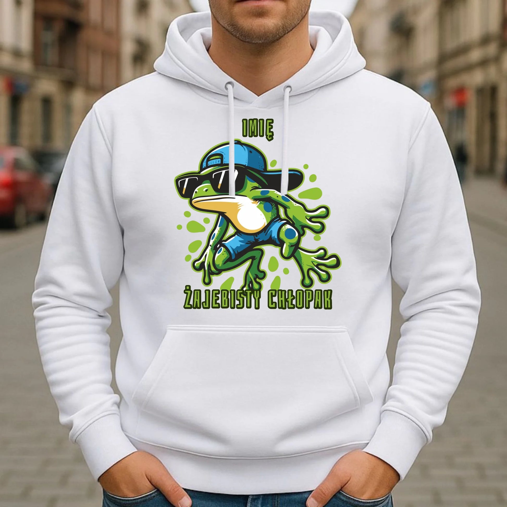 Bluza męska z kapturem - Żajebisty Chłopak prezent na Dzień Chłopaka - personalizowana DCH02 - StoryCups.pl