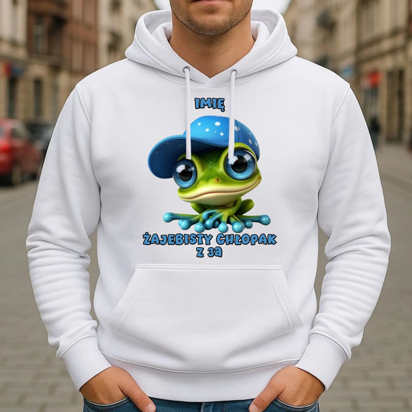 Bluza męska z kapturem na Dzień Chłopaka - Żajebisty Chłopak dla kolegów z klasy - personalizowana DCH01 - StoryCups.pl