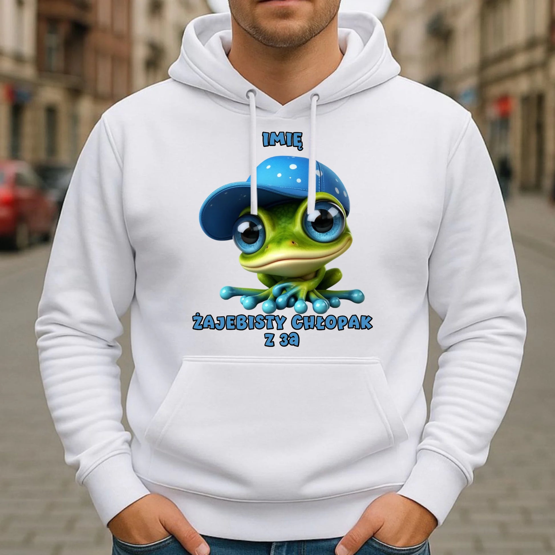 Bluza męska z kapturem na Dzień Chłopaka - Żajebisty Chłopak dla kolegów z klasy - personalizowana DCH01 - StoryCups.pl