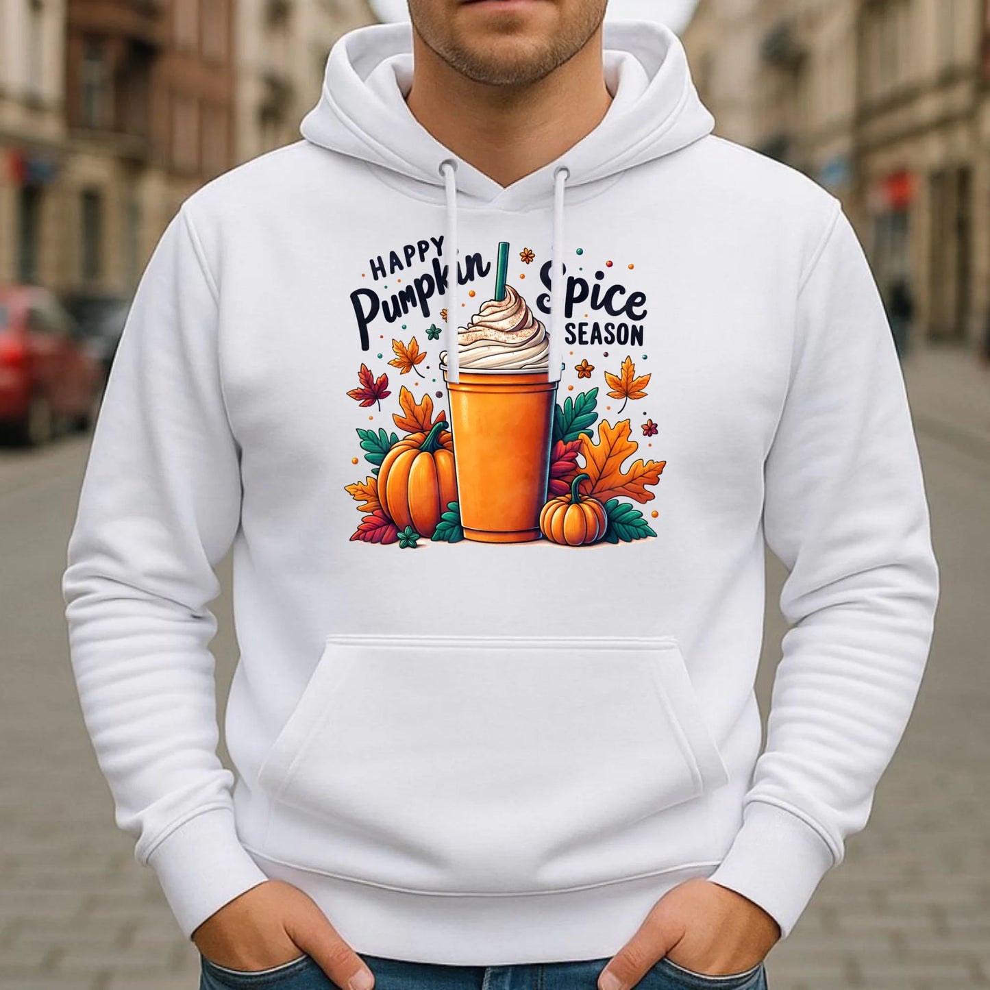 Bluza męska z kapturem jesienna - Pumpkin Spice - kawa dyniowa JS02 - StoryCups.pl