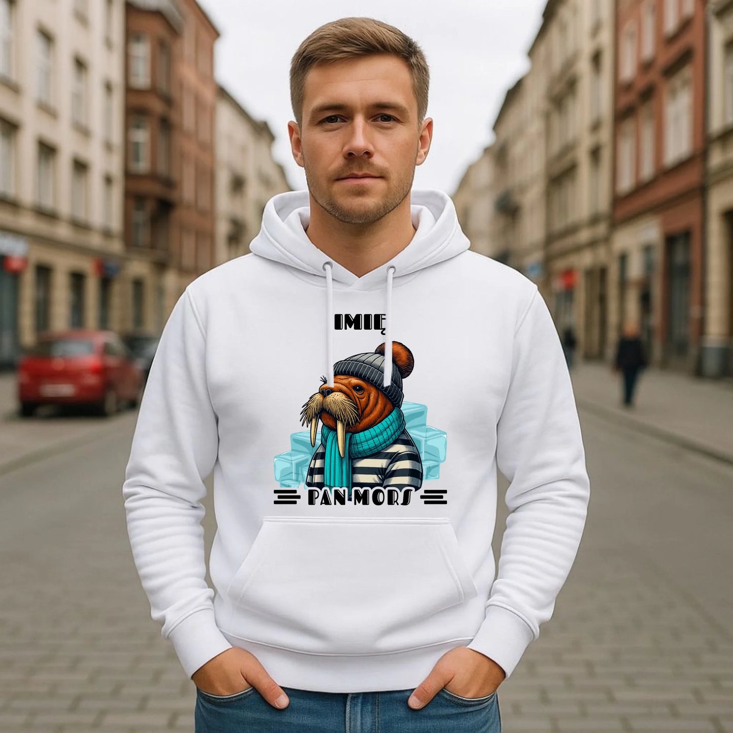 Bluza męska z kapturem - prezent dla morsa - Pan Mors - personalizowana HM15 - StoryCups.pl