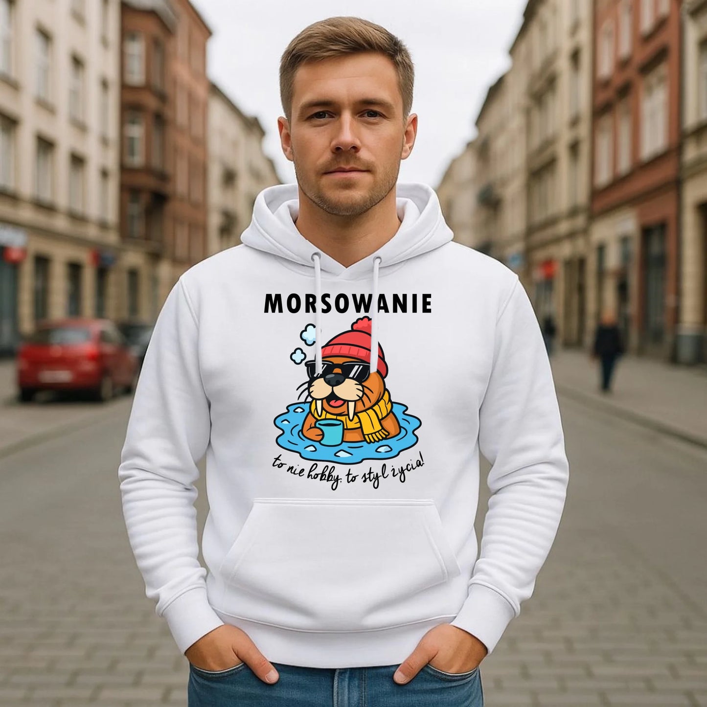Bluza męska z kapturem - prezent dla morsa - Morsowanie to styl życia HM10 - StoryCups.pl