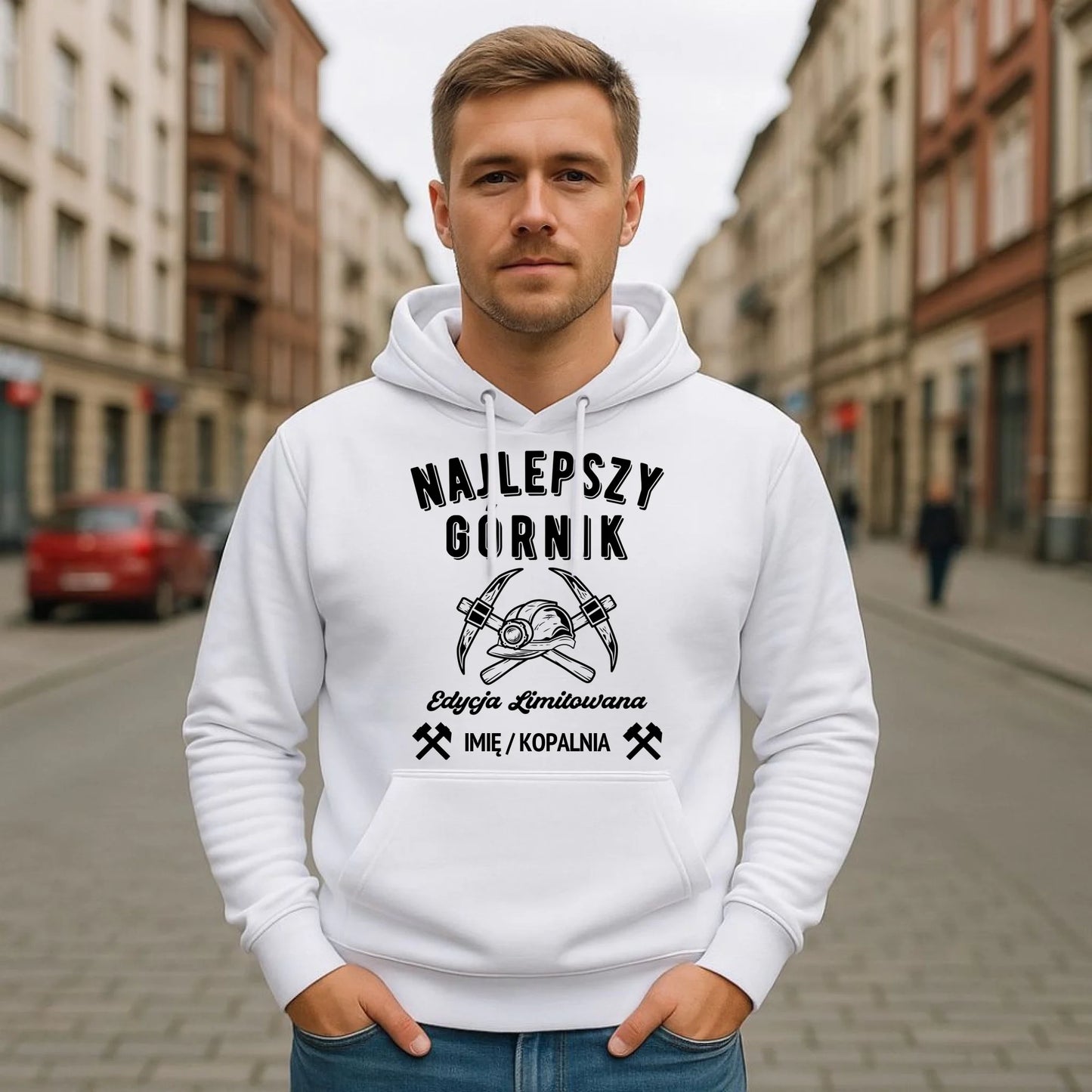 Bluza męska z kapturem - prezent dla górnika - Najlepszy górnik - personalizowana G27 - StoryCups.pl