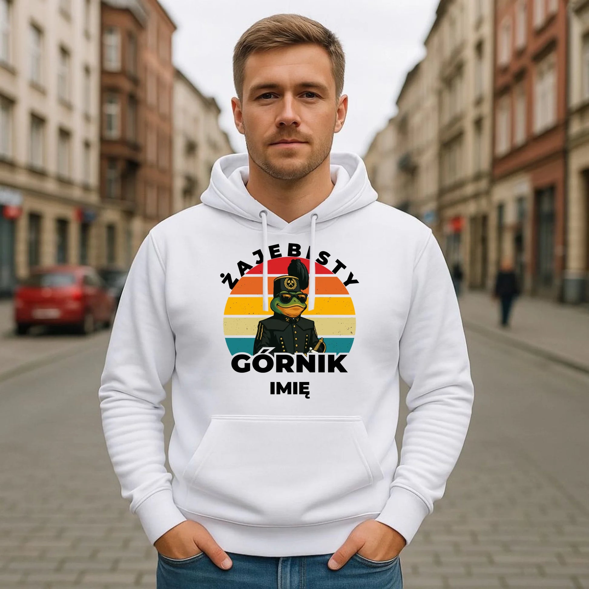 Bluza męska z kapturem - prezent dla górnika - Żajebisty górnik - personalizowana G19 - StoryCups.pl