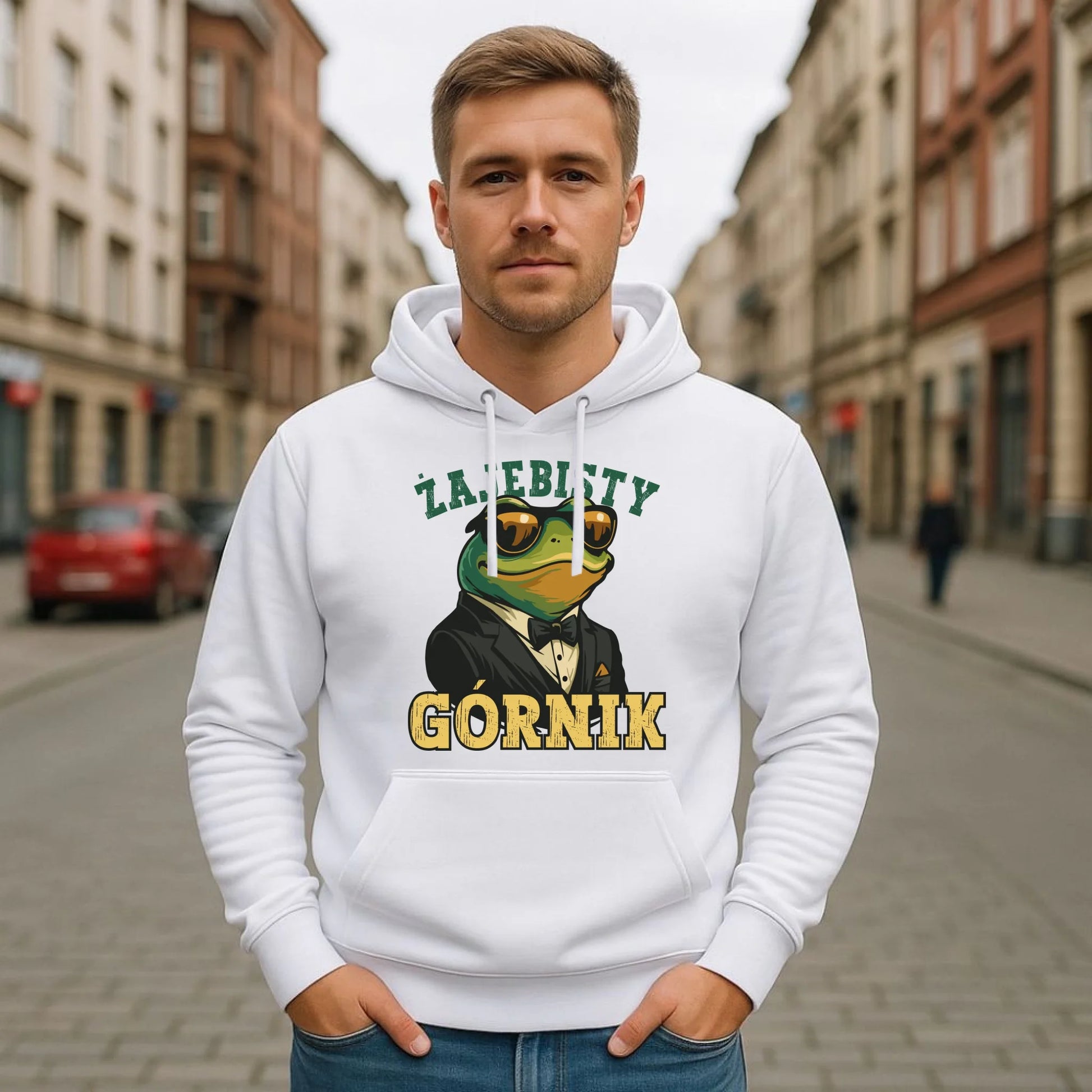 Bluza męska z kapturem - prezent dla górnika - Żajebisty górnik G18 - StoryCups.pl