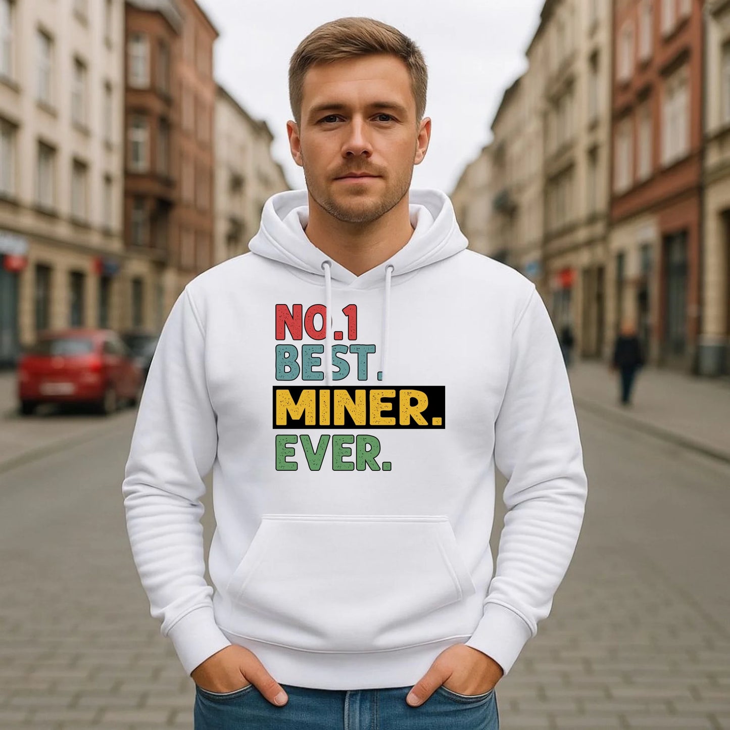 Bluza męska z kapturem - prezent dla górnika - Best miner ever G12 - StoryCups.pl