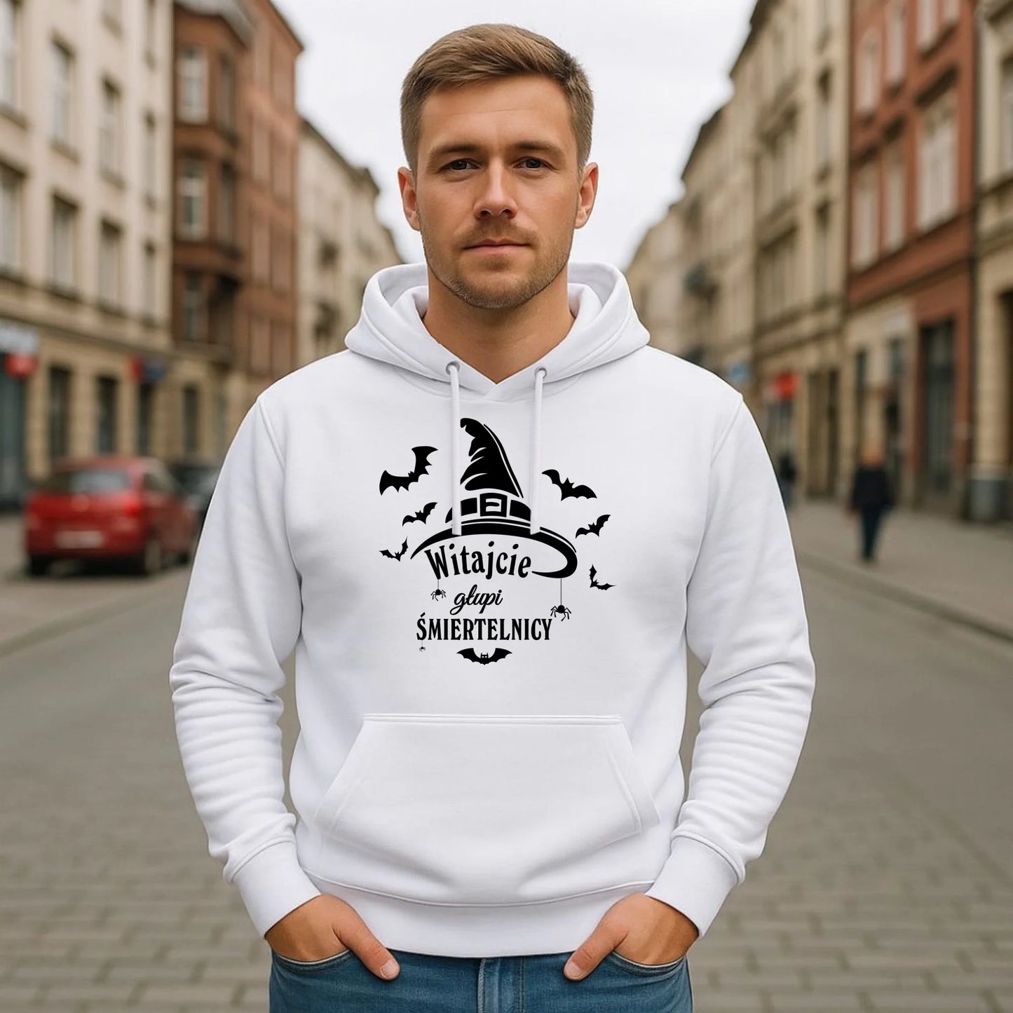 Bluza męska z kapturem na Halloween - Witajcie głupi śmiertelnicy HL23 - StoryCups.pl