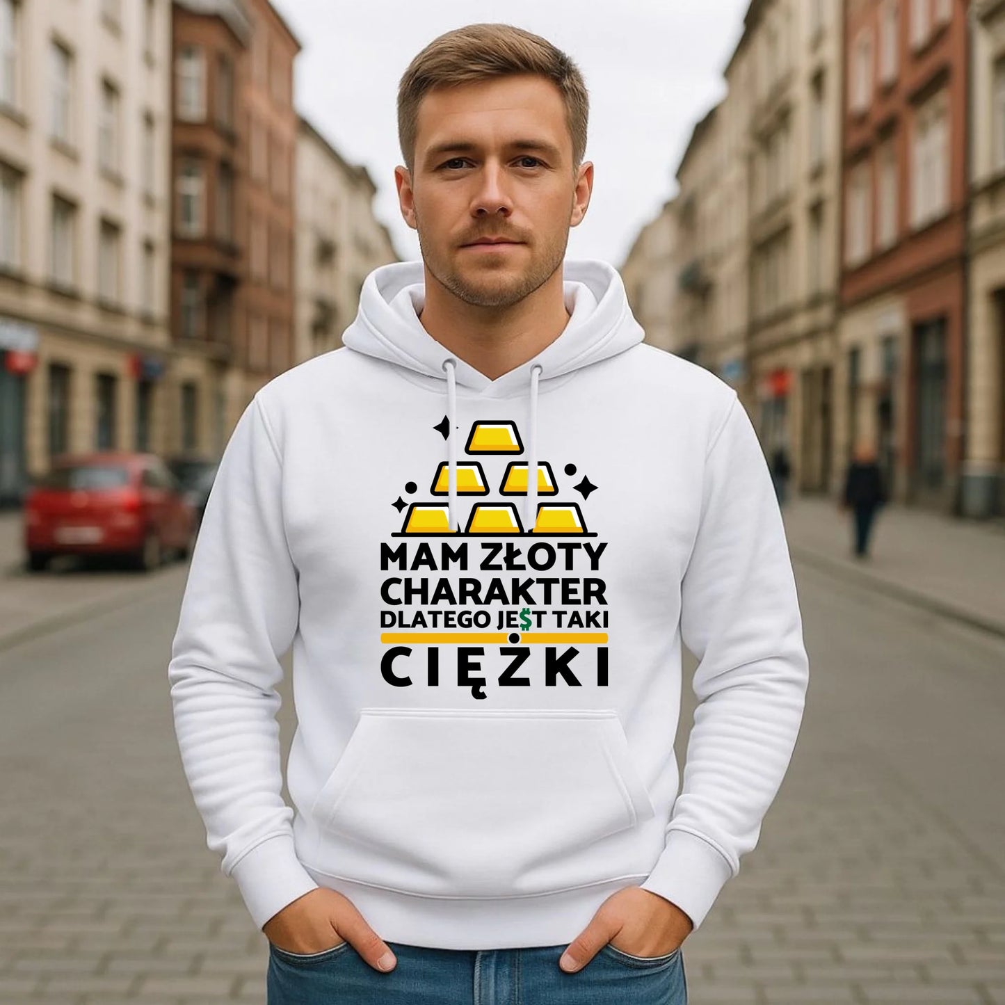 Bluza męska z kapturem - prezent dla chłopaka - Złoty charakter DCH16 - StoryCups.pl