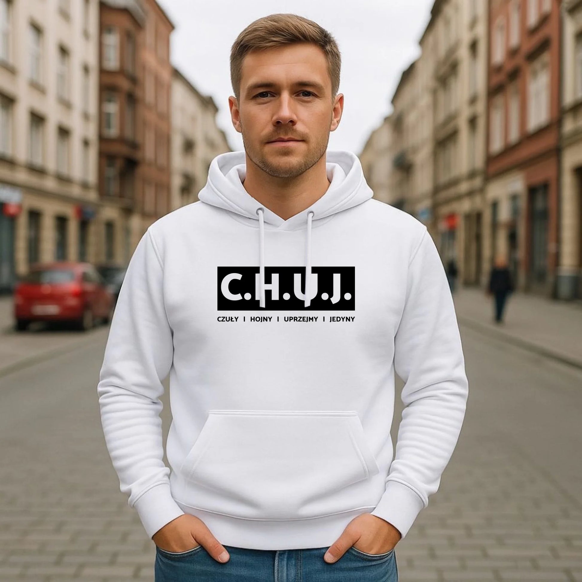 Bluza męska z kapturem - prezent dla kolegi na Dzień Chłopaka przyjaciela - C.H.U.J. - bez cenzury DCH12 - StoryCups.pl