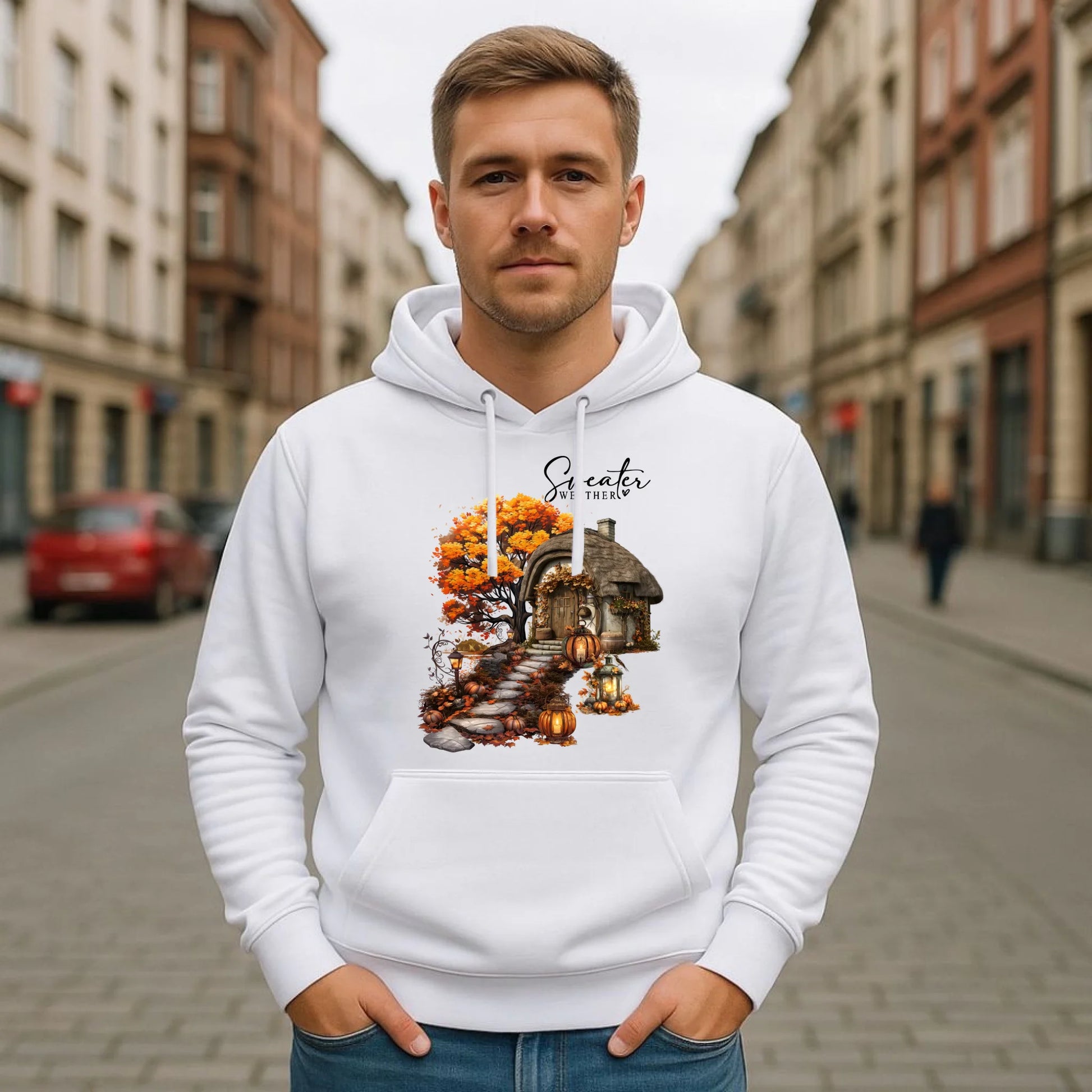 Bluza męska z kapturem jesienna - Sweater weather JS15 - StoryCups.pl