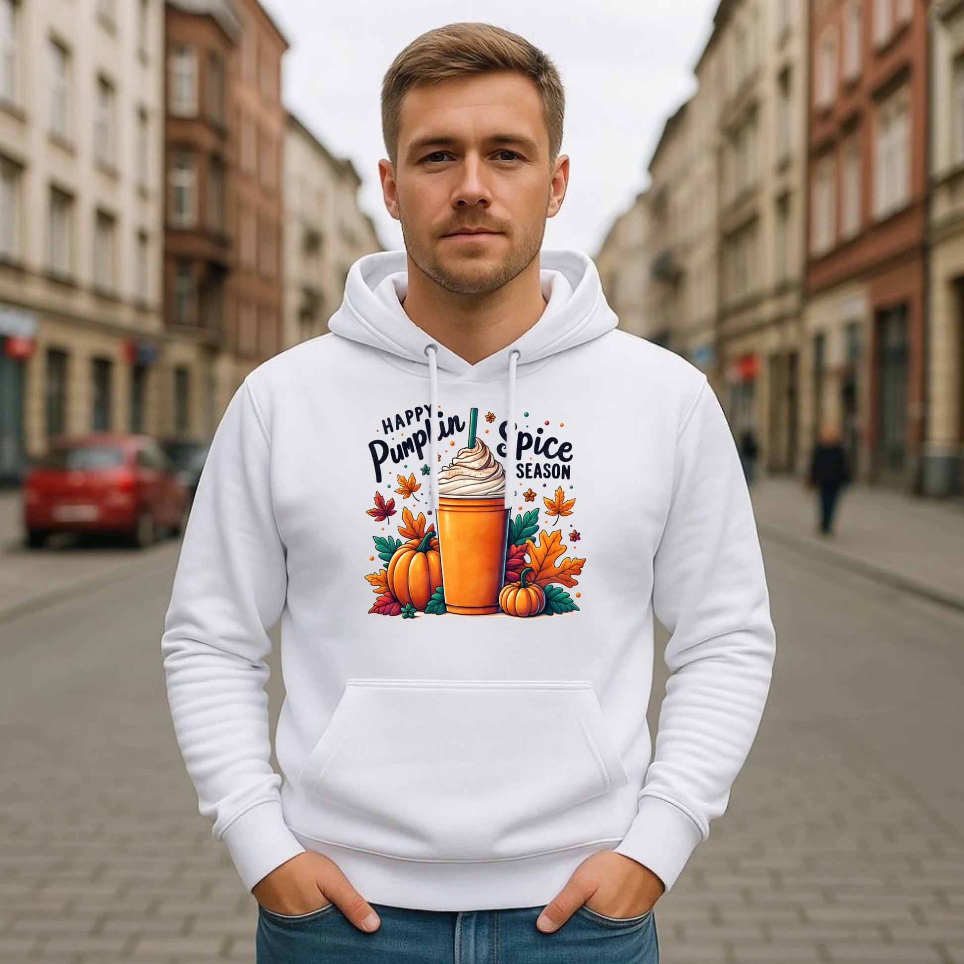 Bluza męska z kapturem jesienna - Pumpkin Spice - kawa dyniowa JS02 - StoryCups.pl