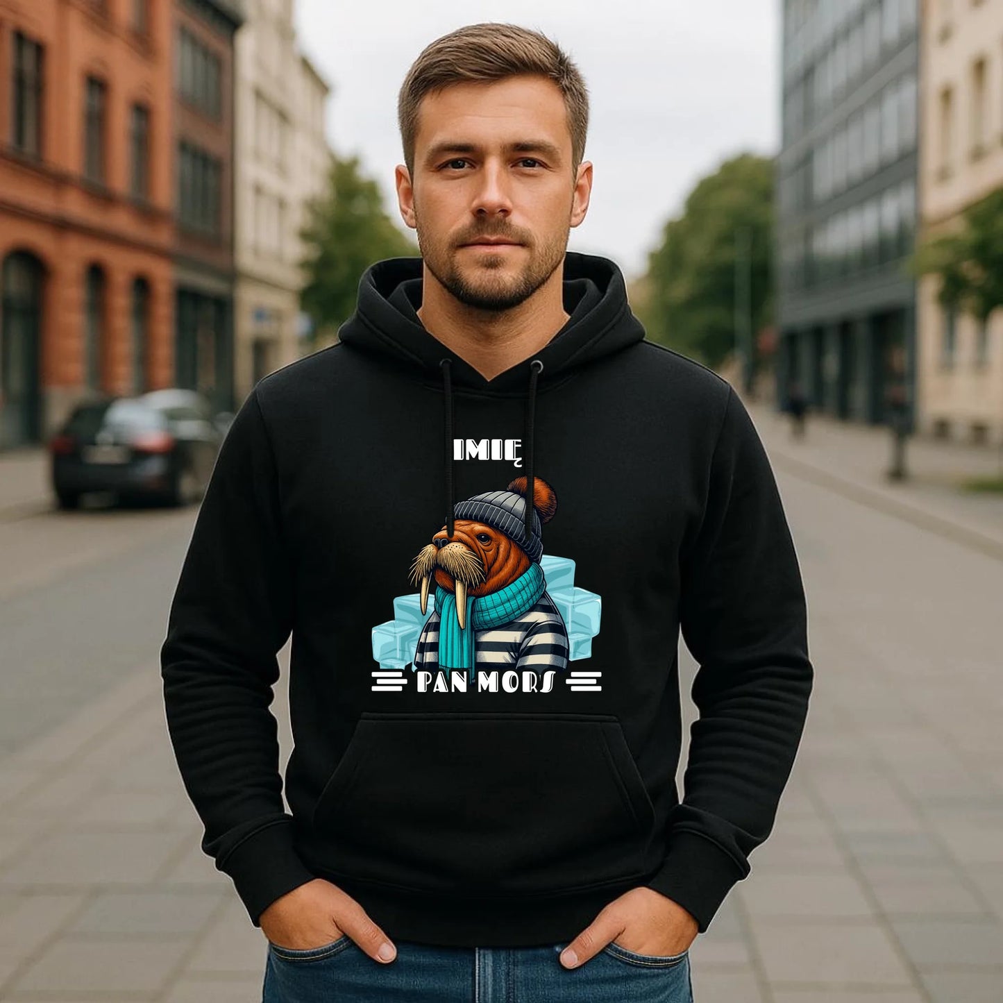 Bluza męska z kapturem - prezent dla morsa - Pan Mors - personalizowana HM15 - StoryCups.pl