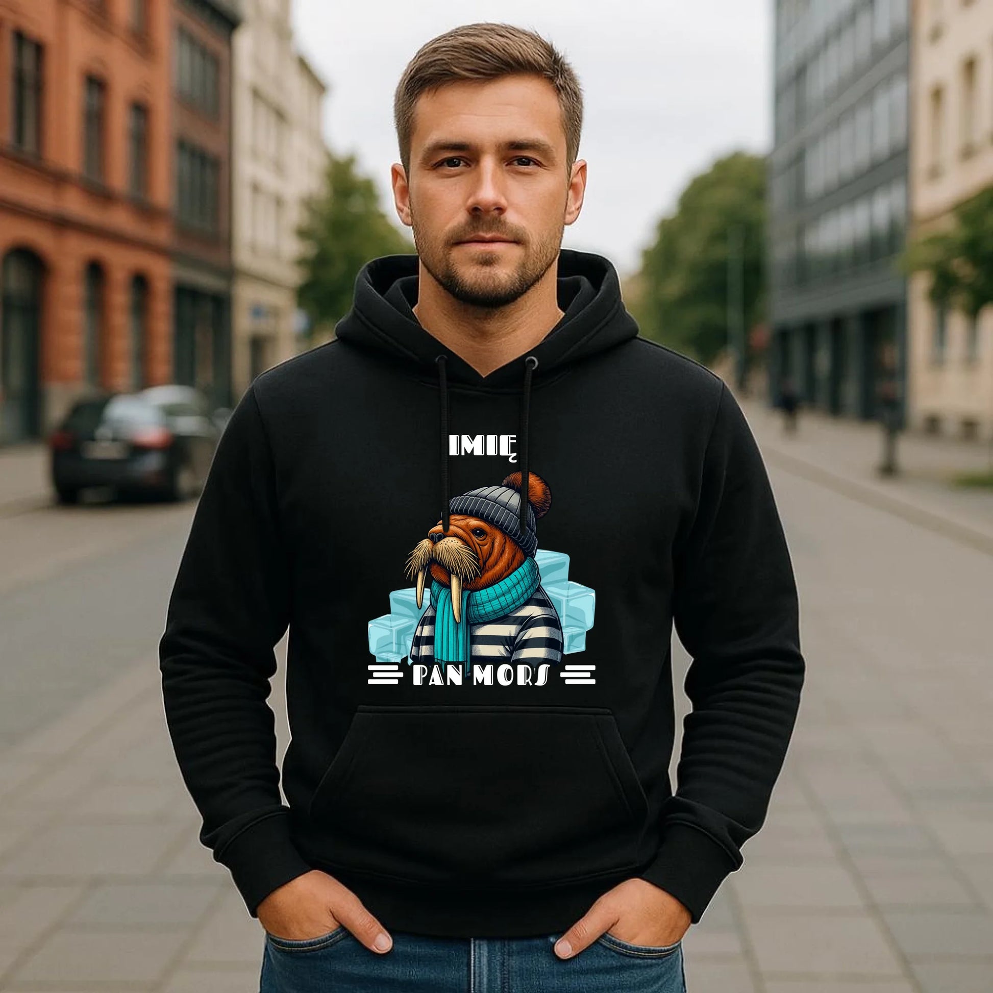 Bluza męska z kapturem - prezent dla morsa - Pan Mors - personalizowana HM15 - StoryCups.pl