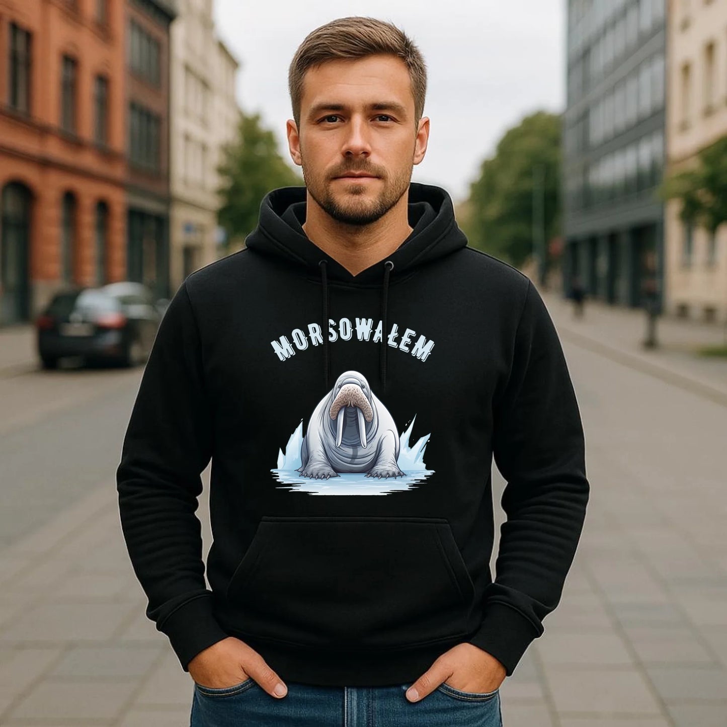 Bluza męska z kapturem dla morsa - Morsowałem HM01 - StoryCups.pl