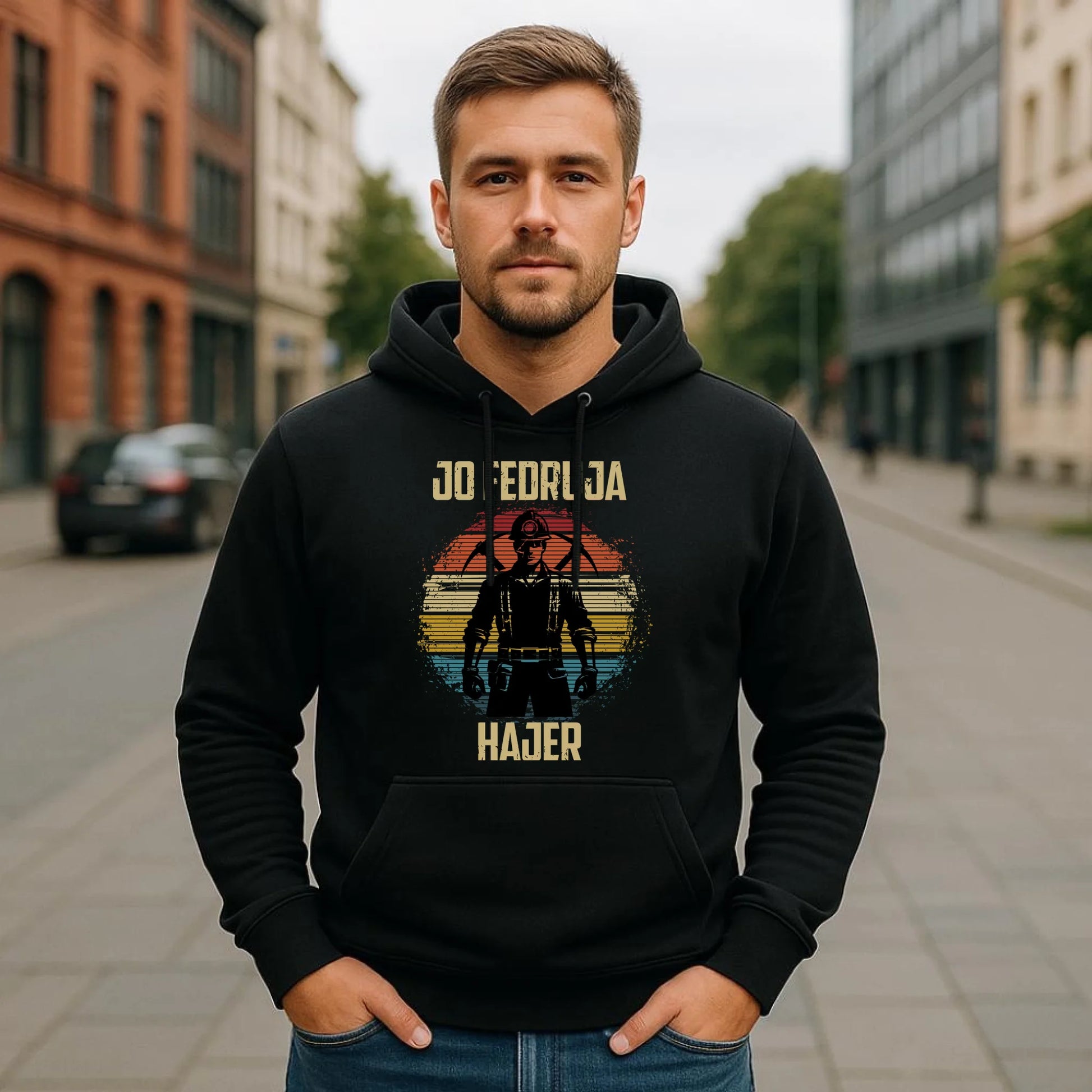 Bluza męska z kapturem - prezent dla górnika - Jo fedruja Hajer G26 - StoryCups.pl
