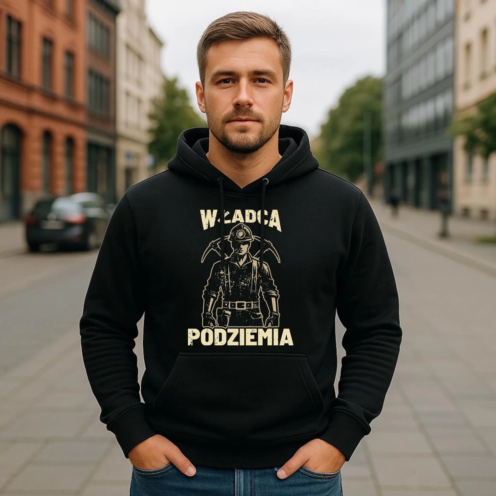 Bluza męska z kapturem - prezent dla górnika - Władca podziemia G25 - StoryCups.pl