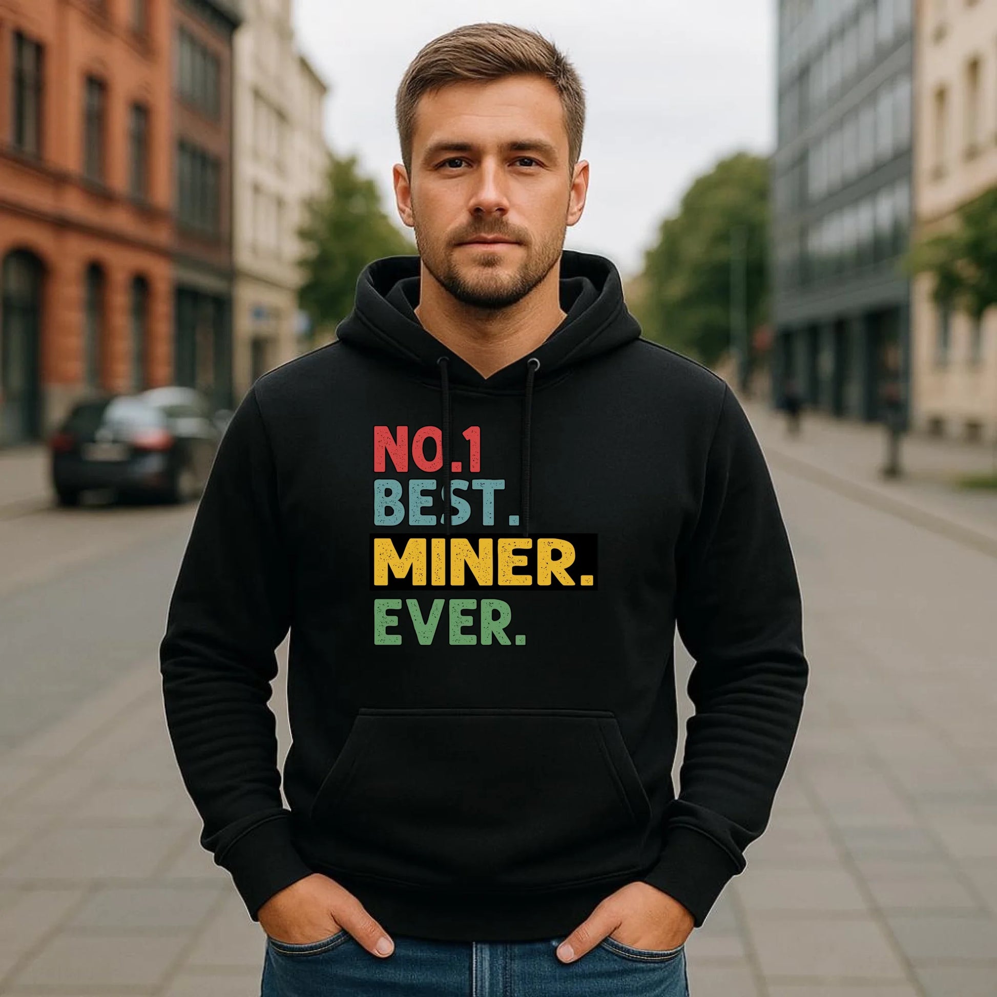 Bluza męska z kapturem - prezent dla górnika - Best miner ever G12 - StoryCups.pl