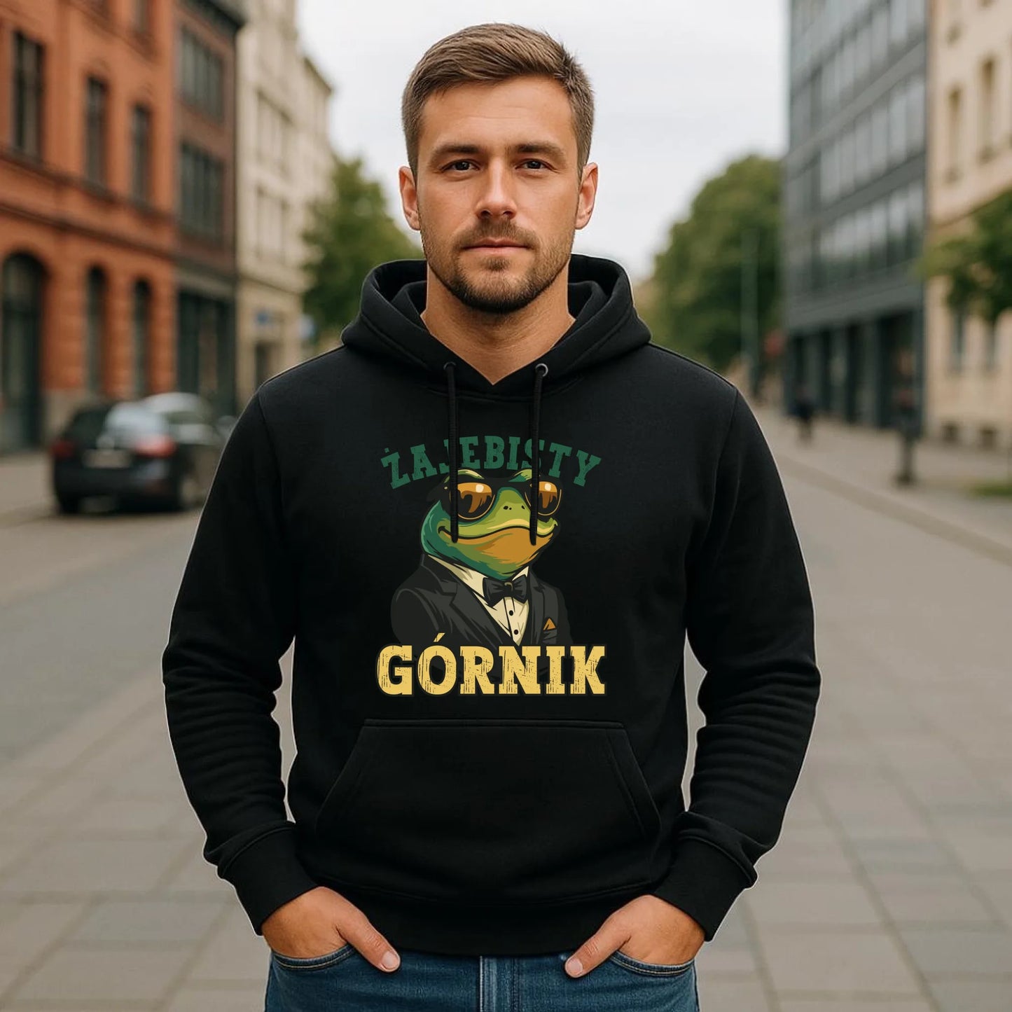 Bluza męska z kapturem - prezent dla górnika - Żajebisty górnik G18 - StoryCups.pl