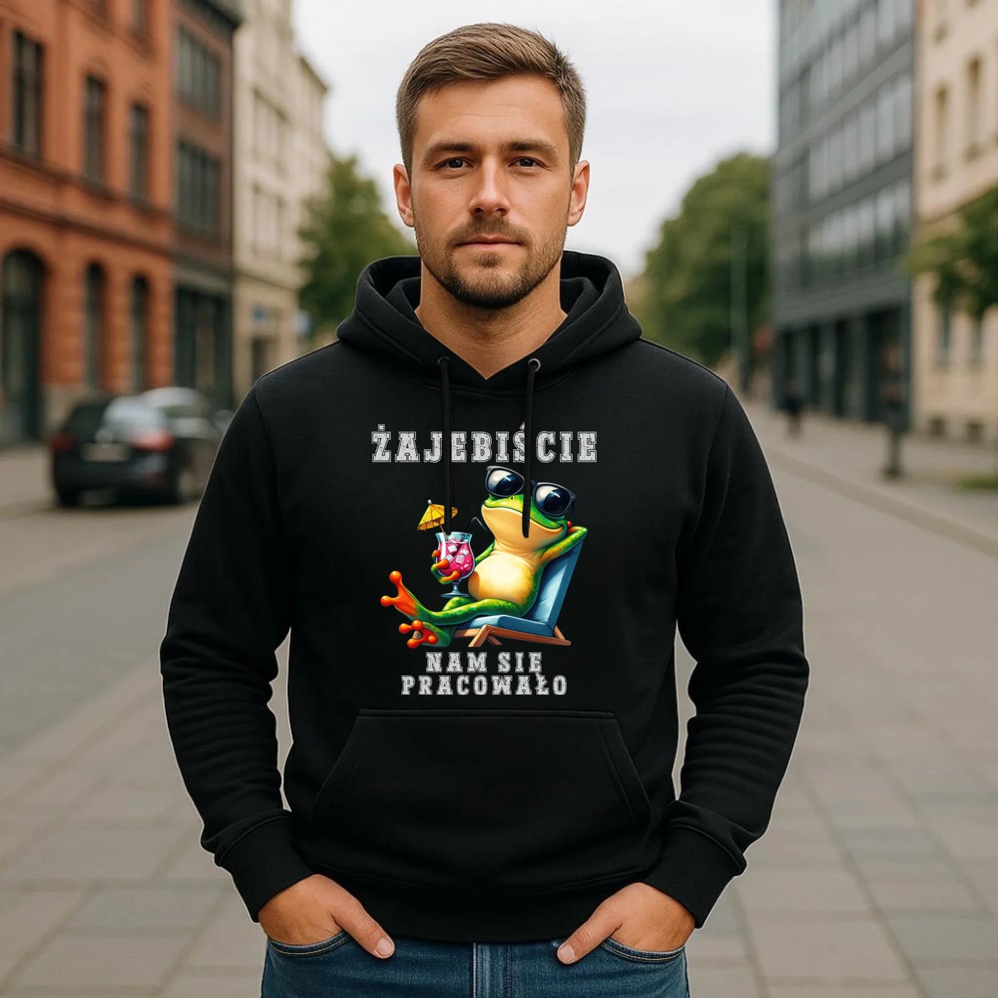 Bluza męska z kapturem na odejście z pracy - Żajebiście nam się pracowało OP09 - StoryCups.pl