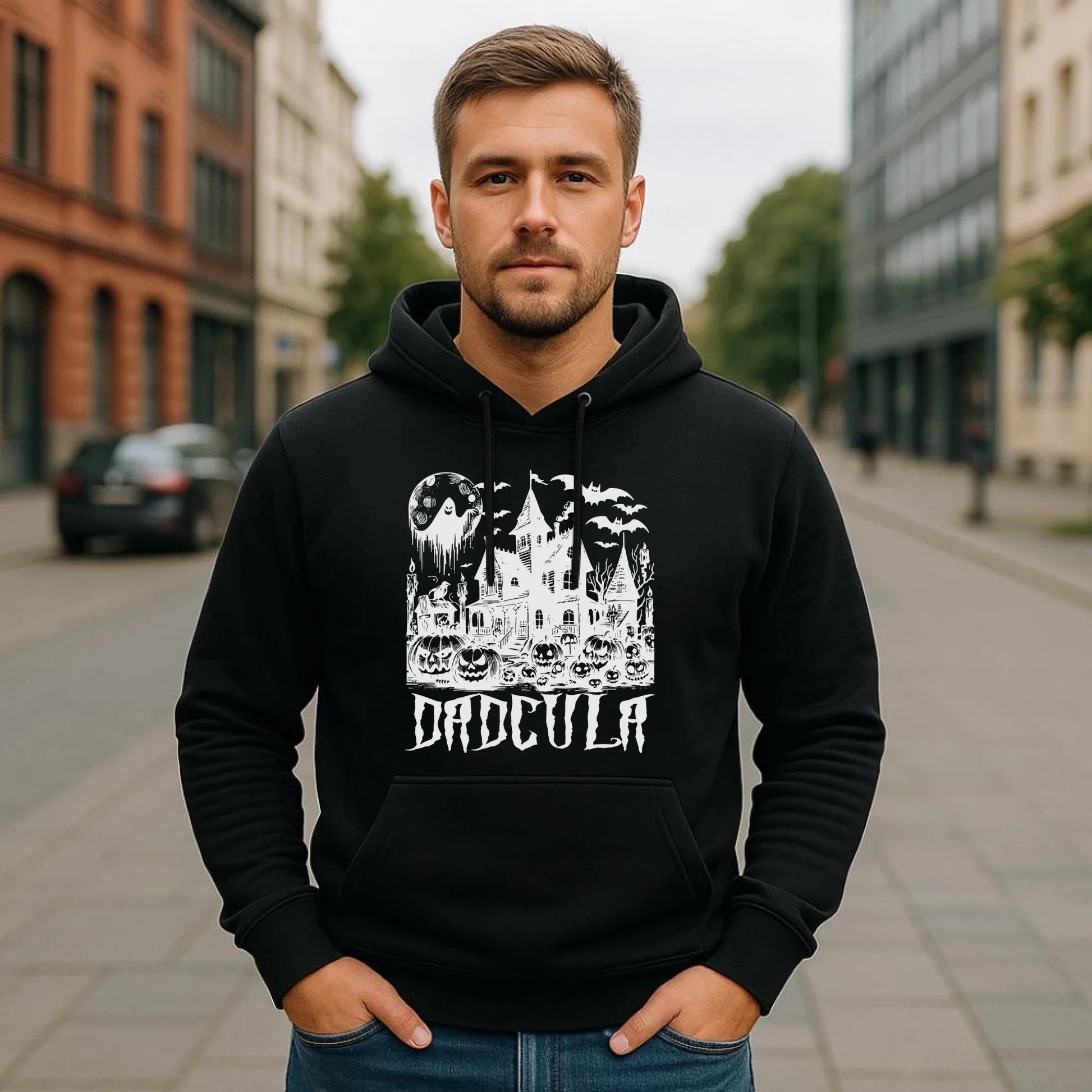 Bluza męska z kapturem na Halloween dla taty - Upiorny dom - Dadcula HL19 - StoryCups.pl