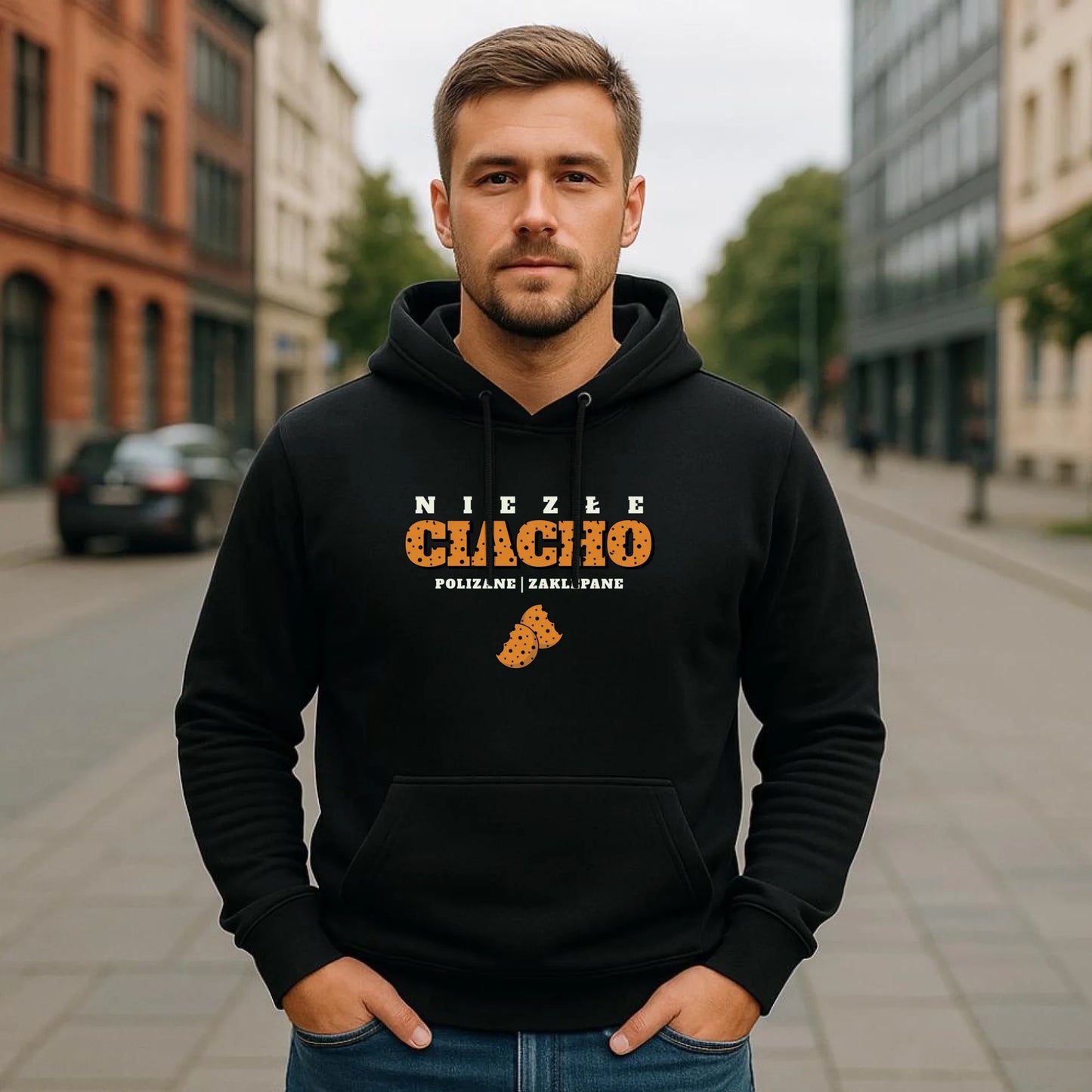 Bluza męska z kapturem - prezent dla chłopaka męża - Niezłe ciacho polizane zaklepane DCH30 - StoryCups.pl