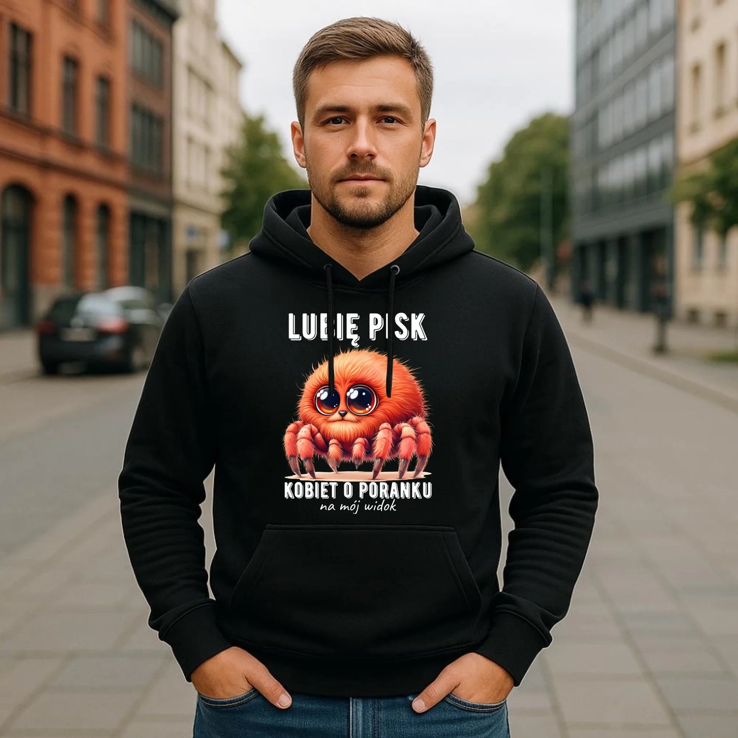 Bluza męska z kapturem - prezent dla chłopaka - Lubię pisk kobiet DCH14 - StoryCups.pl