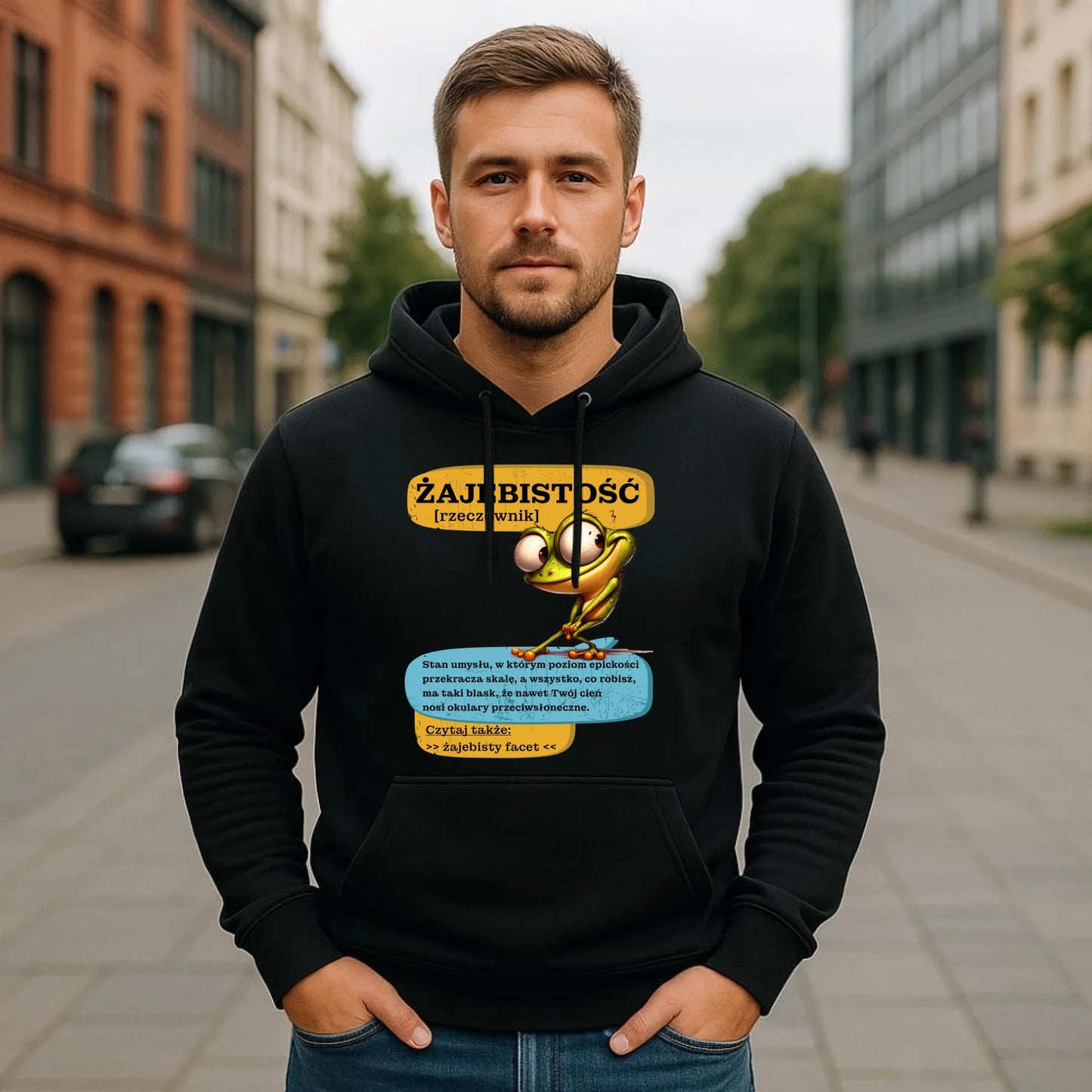 Bluza męska z kapturem - Żajebistość [rzeczownik] prezent na Dzień Chłopaka DCH06 - StoryCups.pl