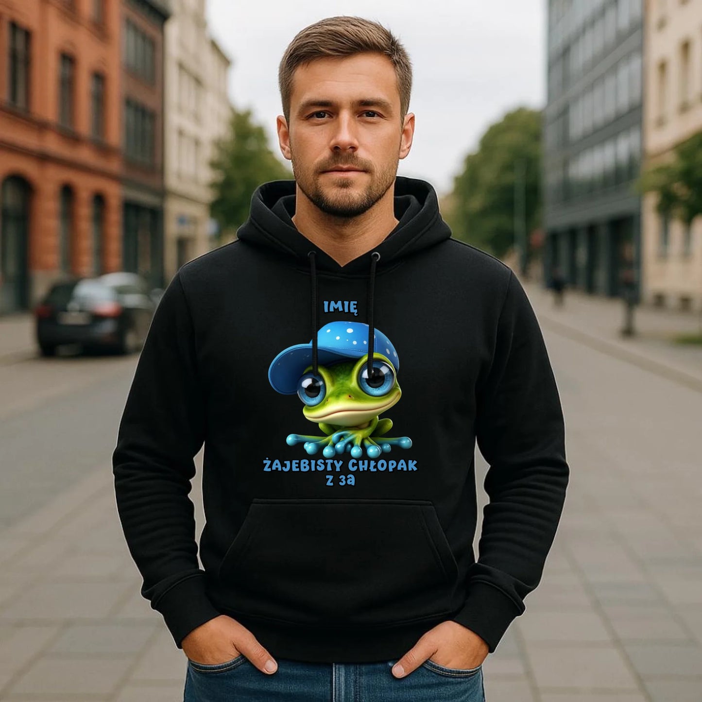 Bluza męska z kapturem na Dzień Chłopaka - Żajebisty Chłopak dla kolegów z klasy - personalizowana DCH01 - StoryCups.pl