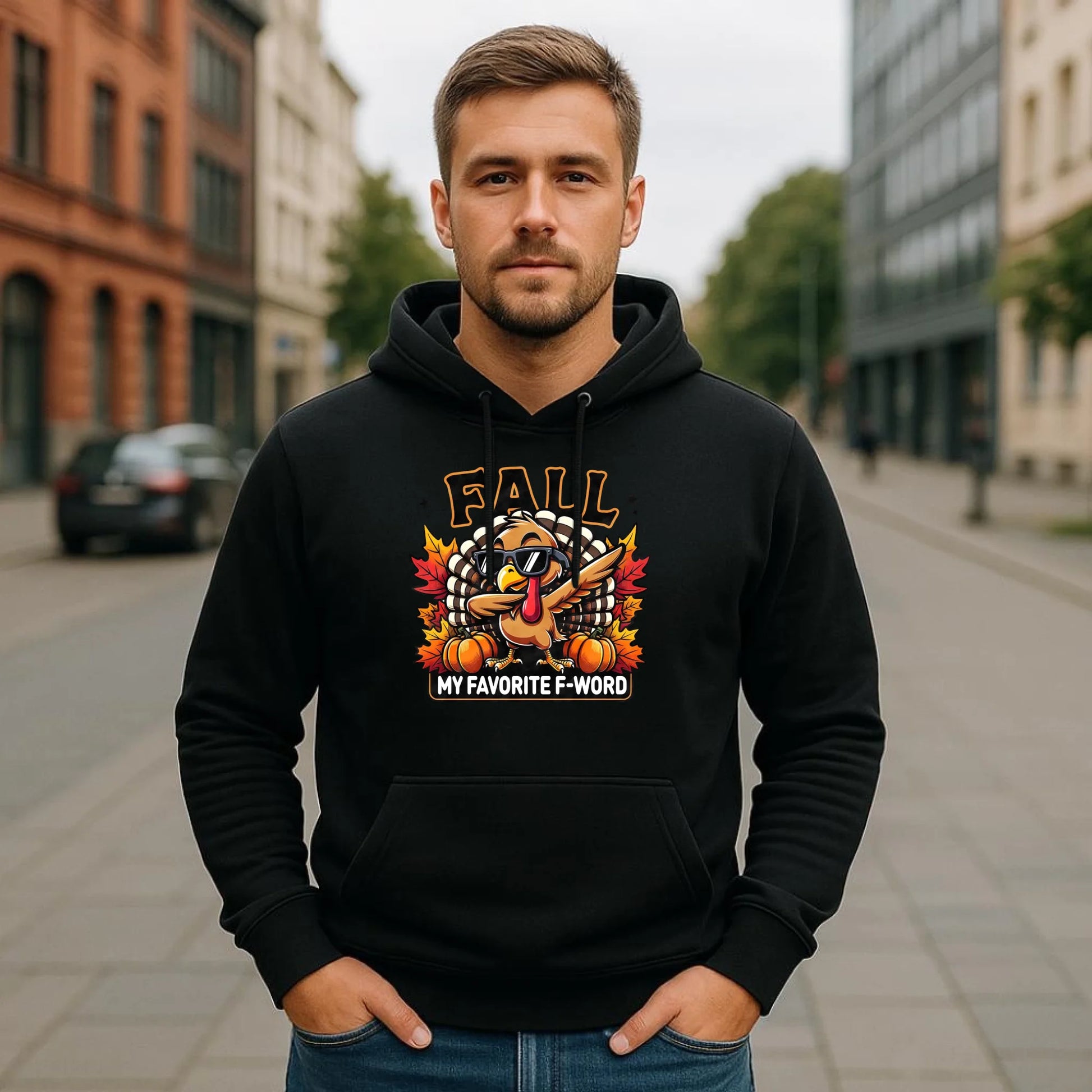 Bluza męska z kapturem jesienna - FALL my favorite F-word JS11 - StoryCups.pl