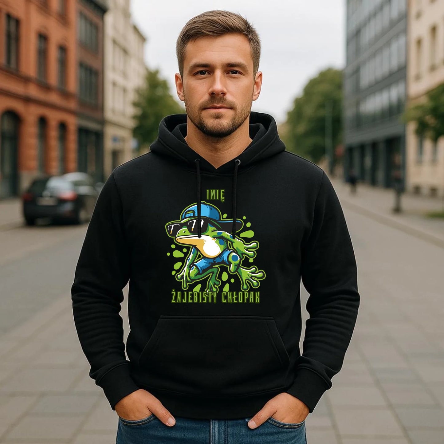 Bluza męska z kapturem - Żajebisty Chłopak prezent na Dzień Chłopaka - personalizowana DCH02 - StoryCups.pl