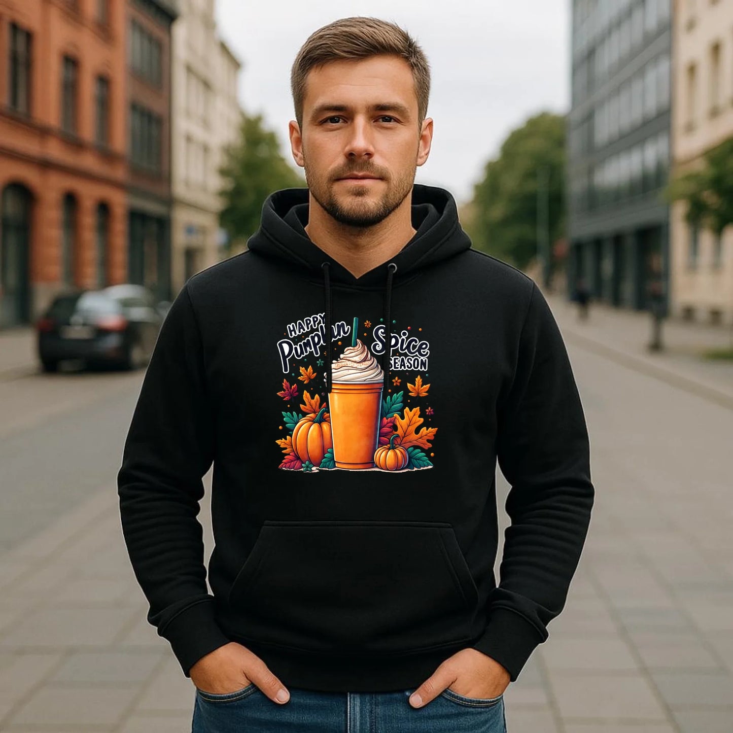 Bluza męska z kapturem jesienna - Pumpkin Spice - kawa dyniowa JS02 - StoryCups.pl