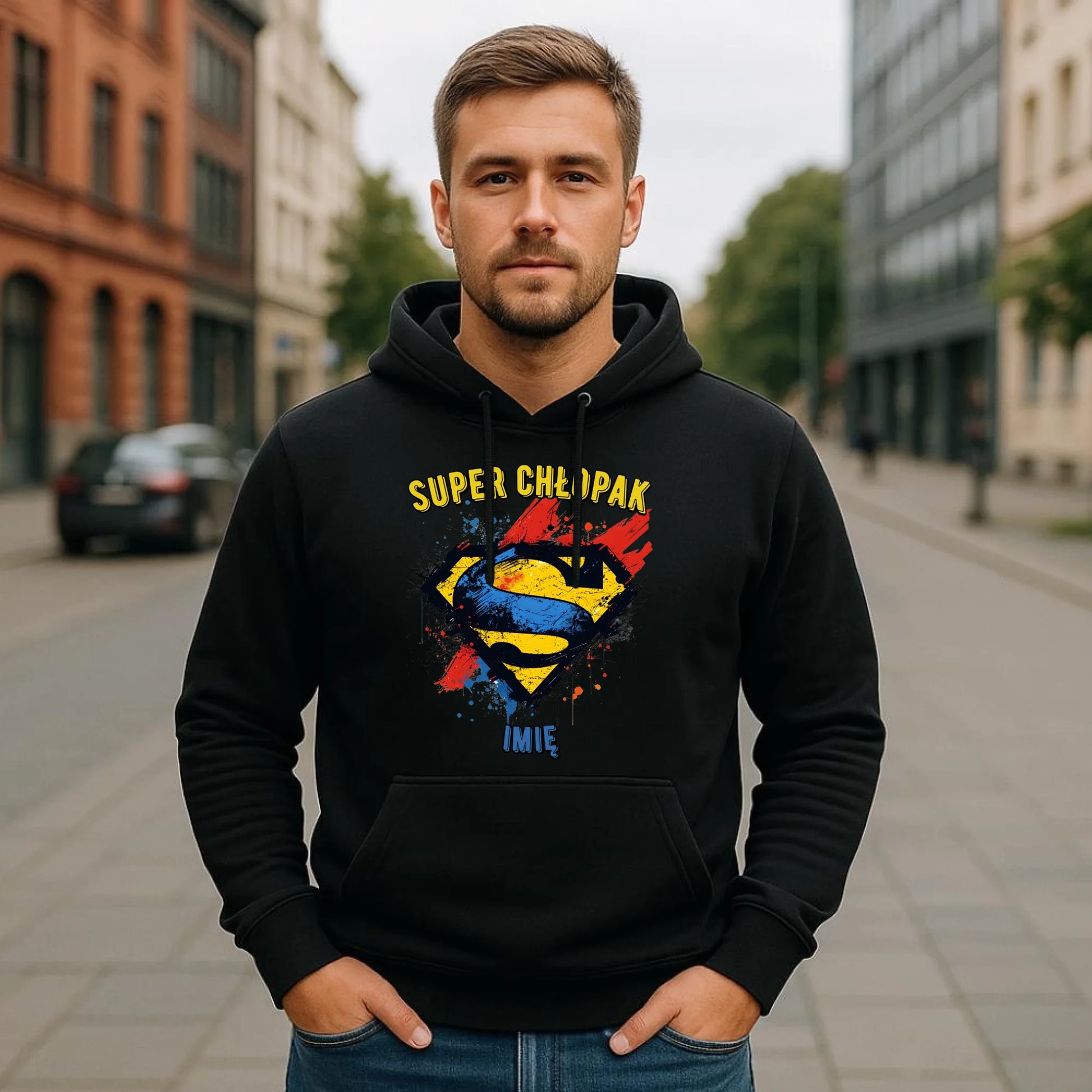 Bluza męska z kapturem - prezent na Dzień Chłopaka - Super Chłopak - personalizowana DCH18 - StoryCups.pl