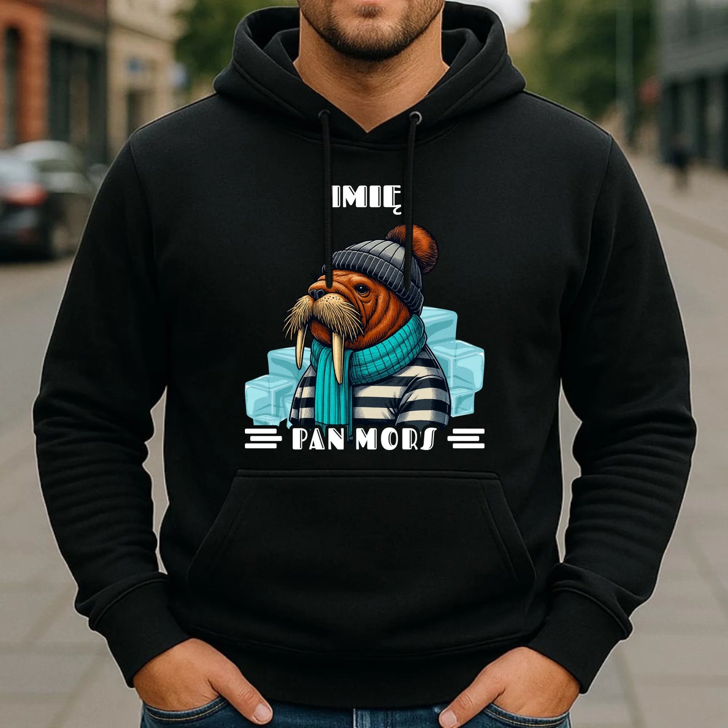 Bluza męska z kapturem - prezent dla morsa - Pan Mors - personalizowana HM15 - StoryCups.pl