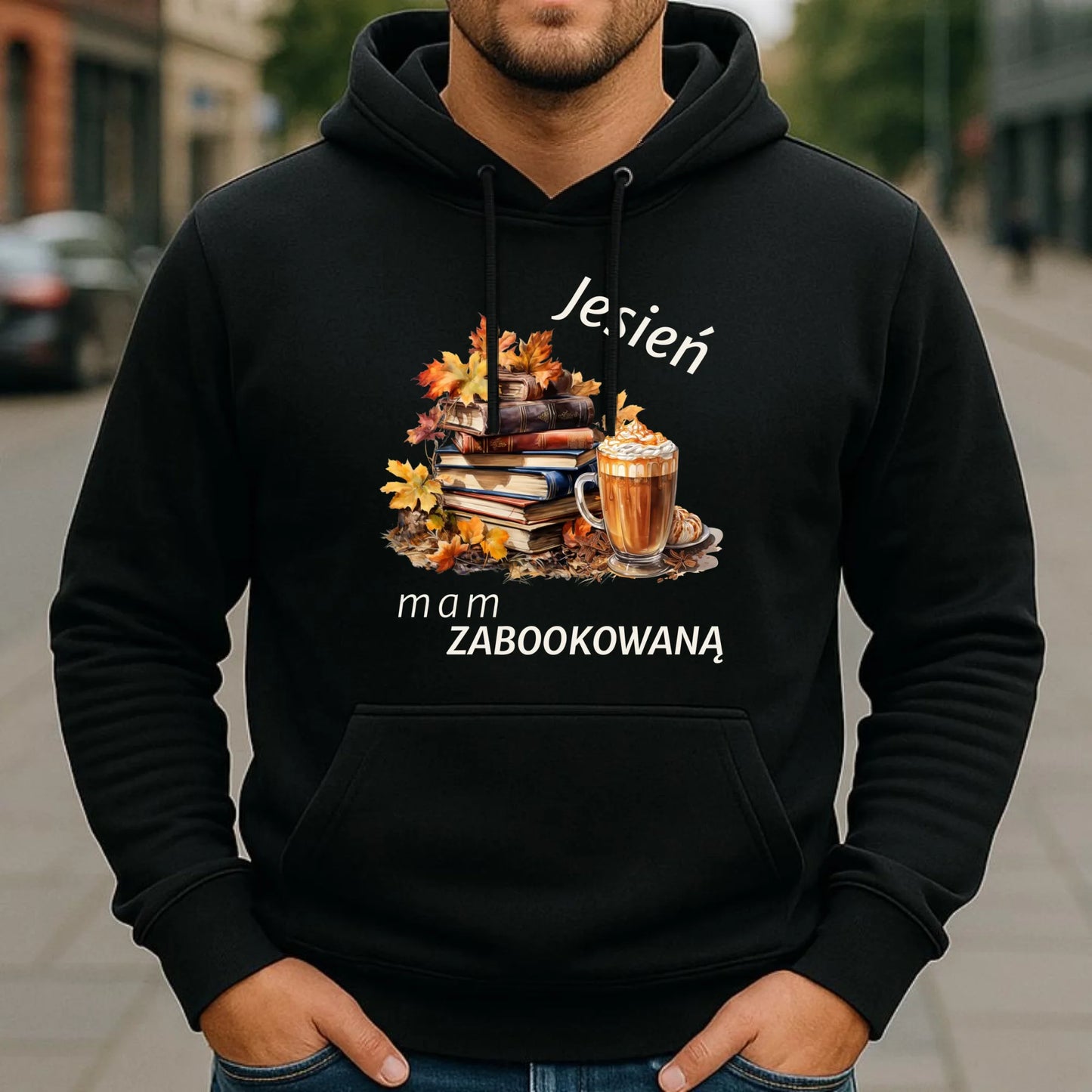 Bluza męska z kapturem jesienna - Jesień mam zabookowaną JS28