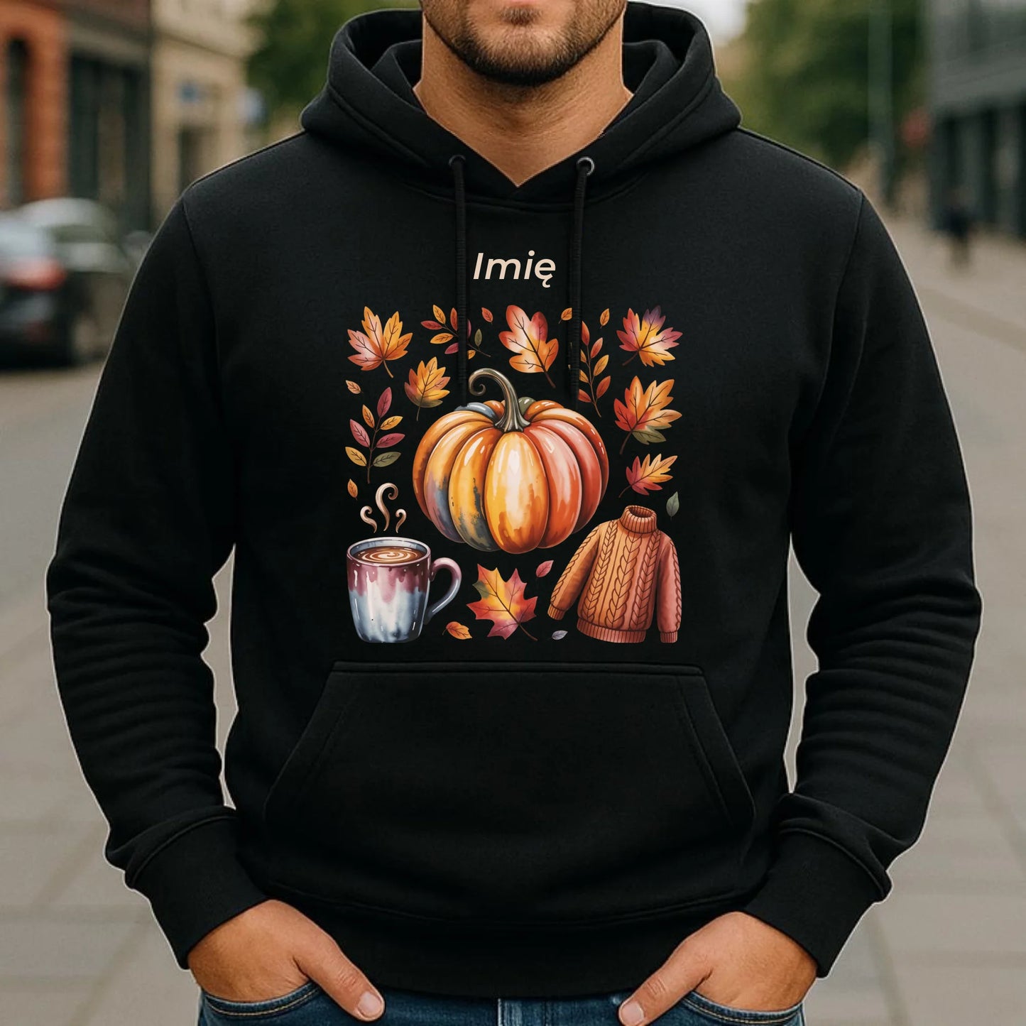 Bluza męska z kapturem jesienna - Złota jesień - personalizowana JS30