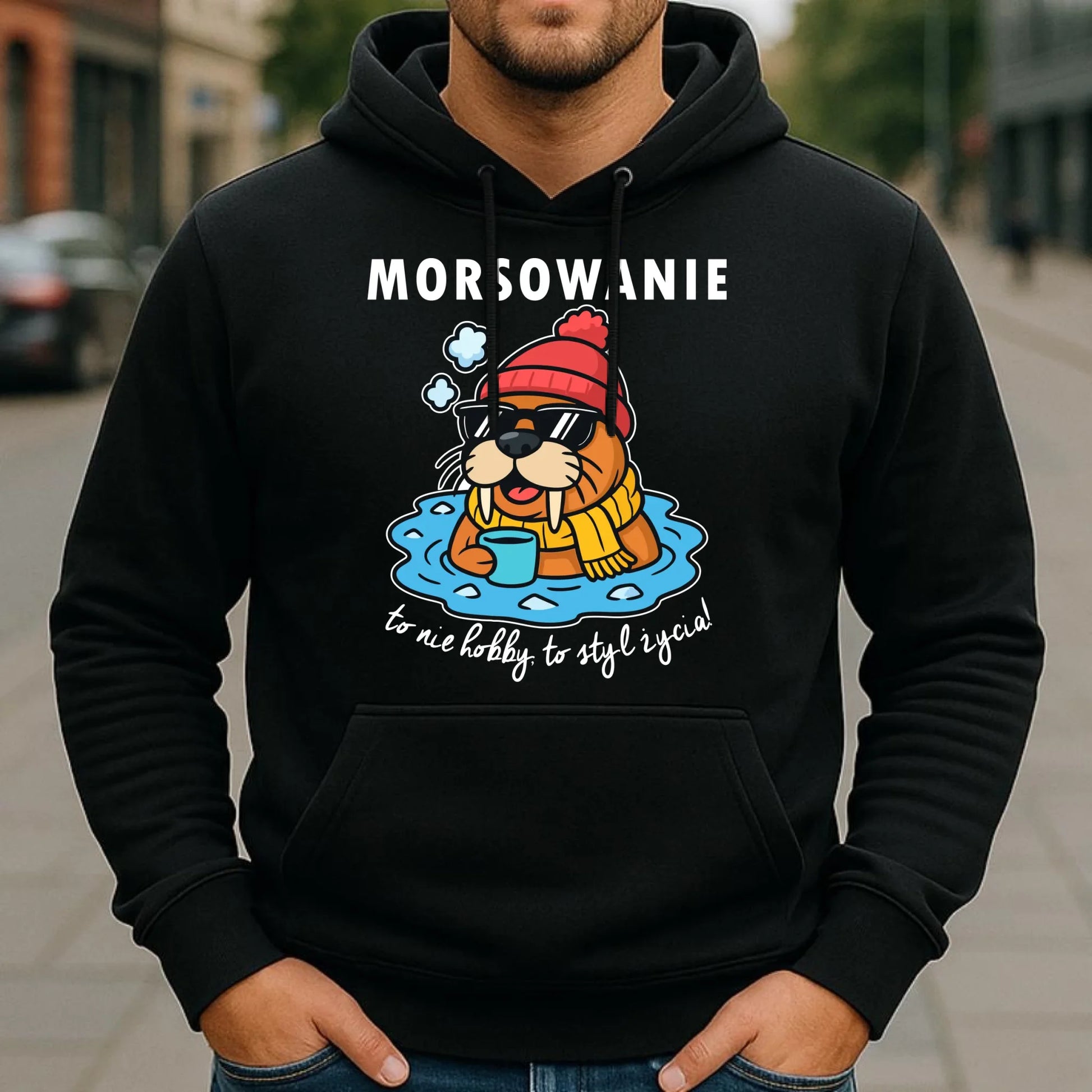 Bluza męska z kapturem - prezent dla morsa - Morsowanie to styl życia HM10 - StoryCups.pl