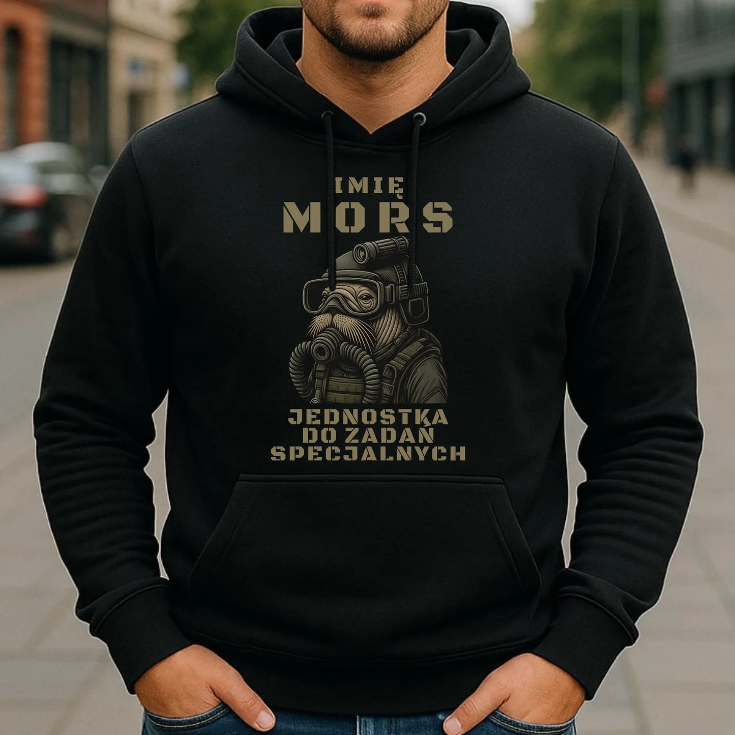 Bluza męska z kapturem - prezent dla morsa - Mors do zadań specjalnych - personalizowana HM07 - StoryCups.pl