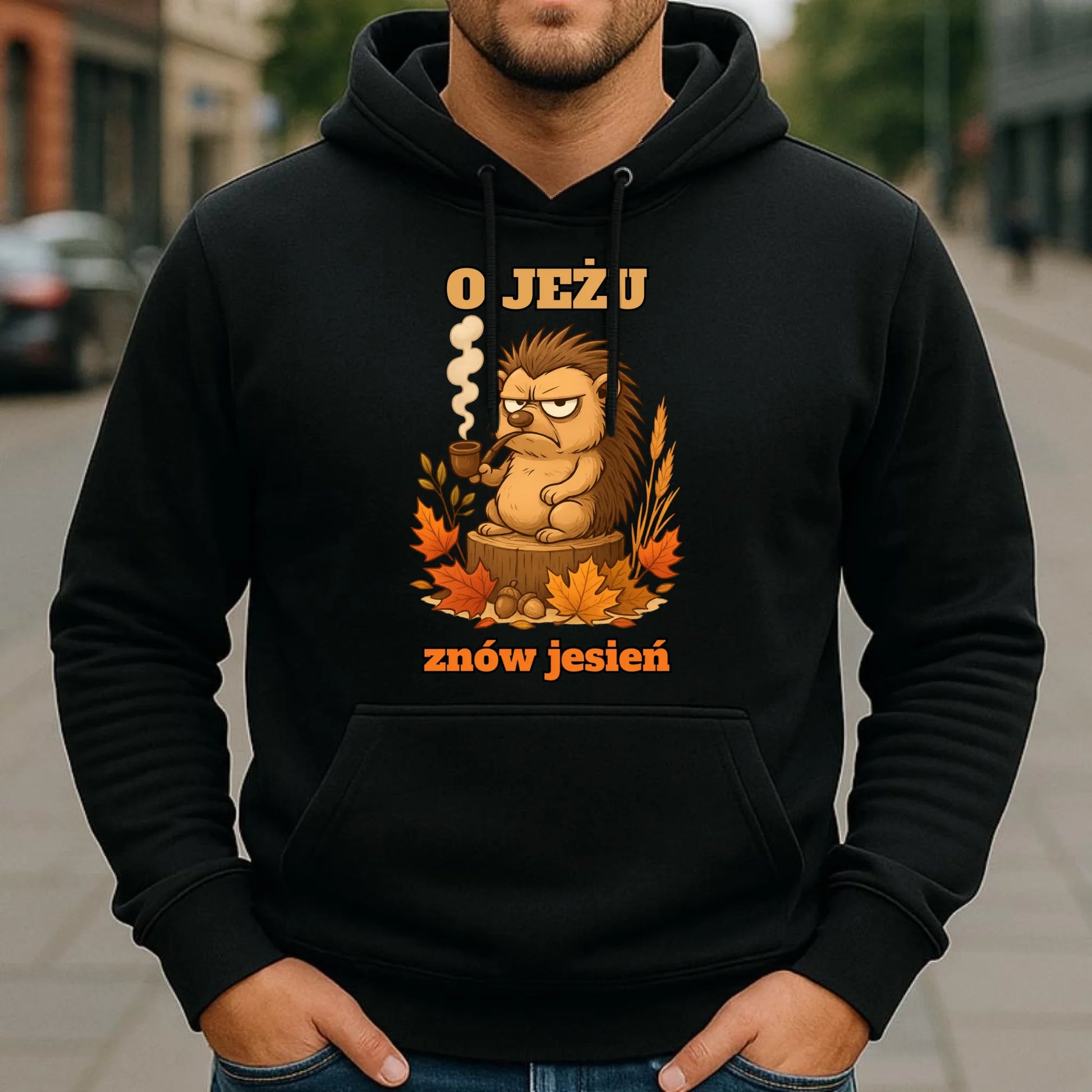 Bluza męska z kapturem jesienna - O jeżu znów jesień JS20 - StoryCups.pl