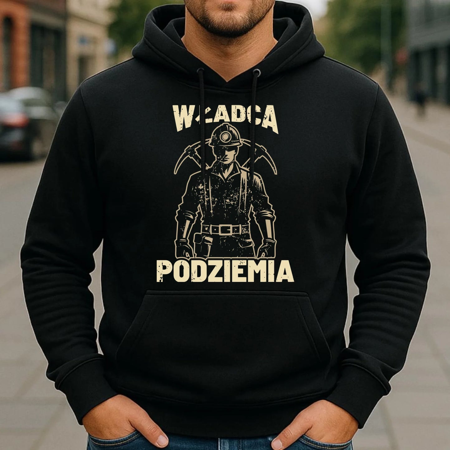 Bluza męska z kapturem - prezent dla górnika - Władca podziemia G25 - StoryCups.pl