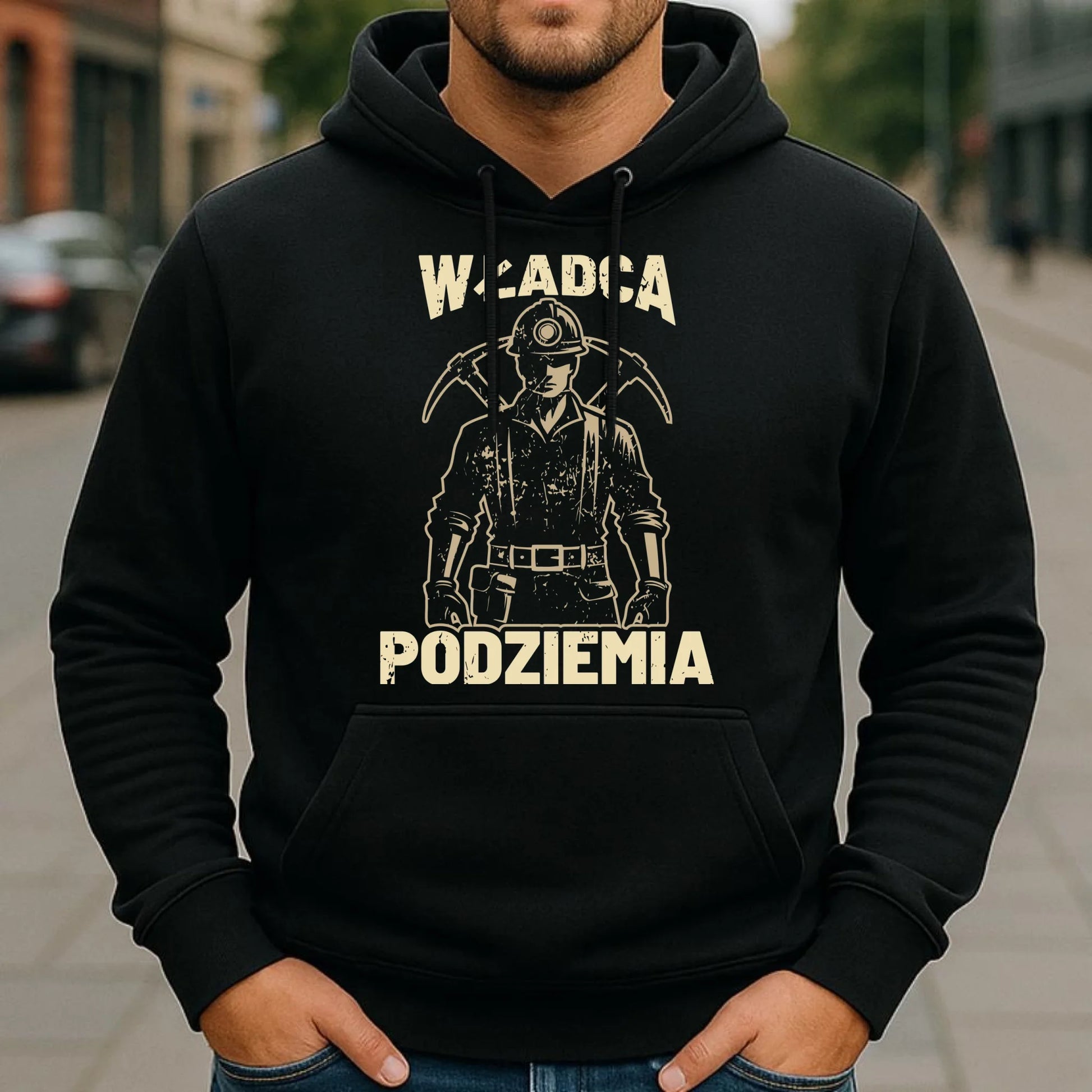 Bluza męska z kapturem - prezent dla górnika - Władca podziemia G25 - StoryCups.pl
