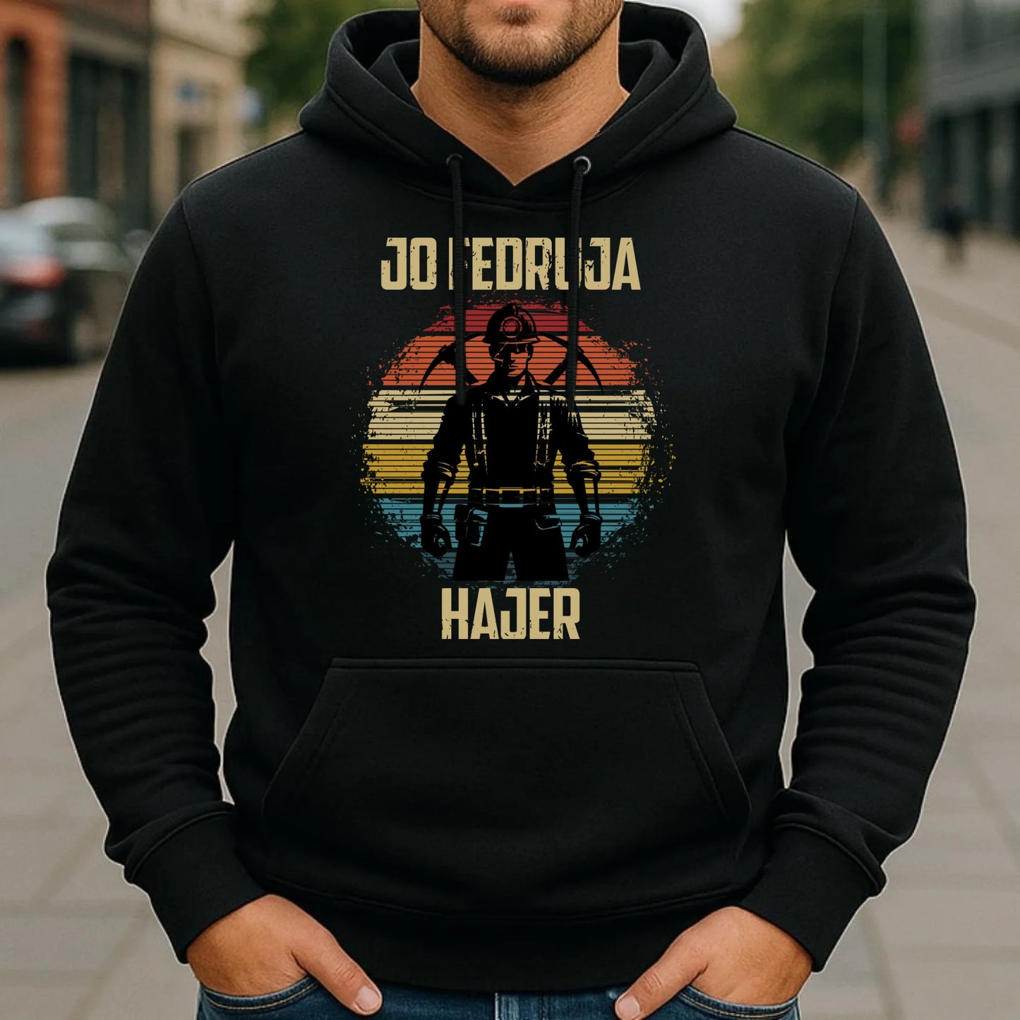 Bluza męska z kapturem - prezent dla górnika - Jo fedruja Hajer G26 - StoryCups.pl