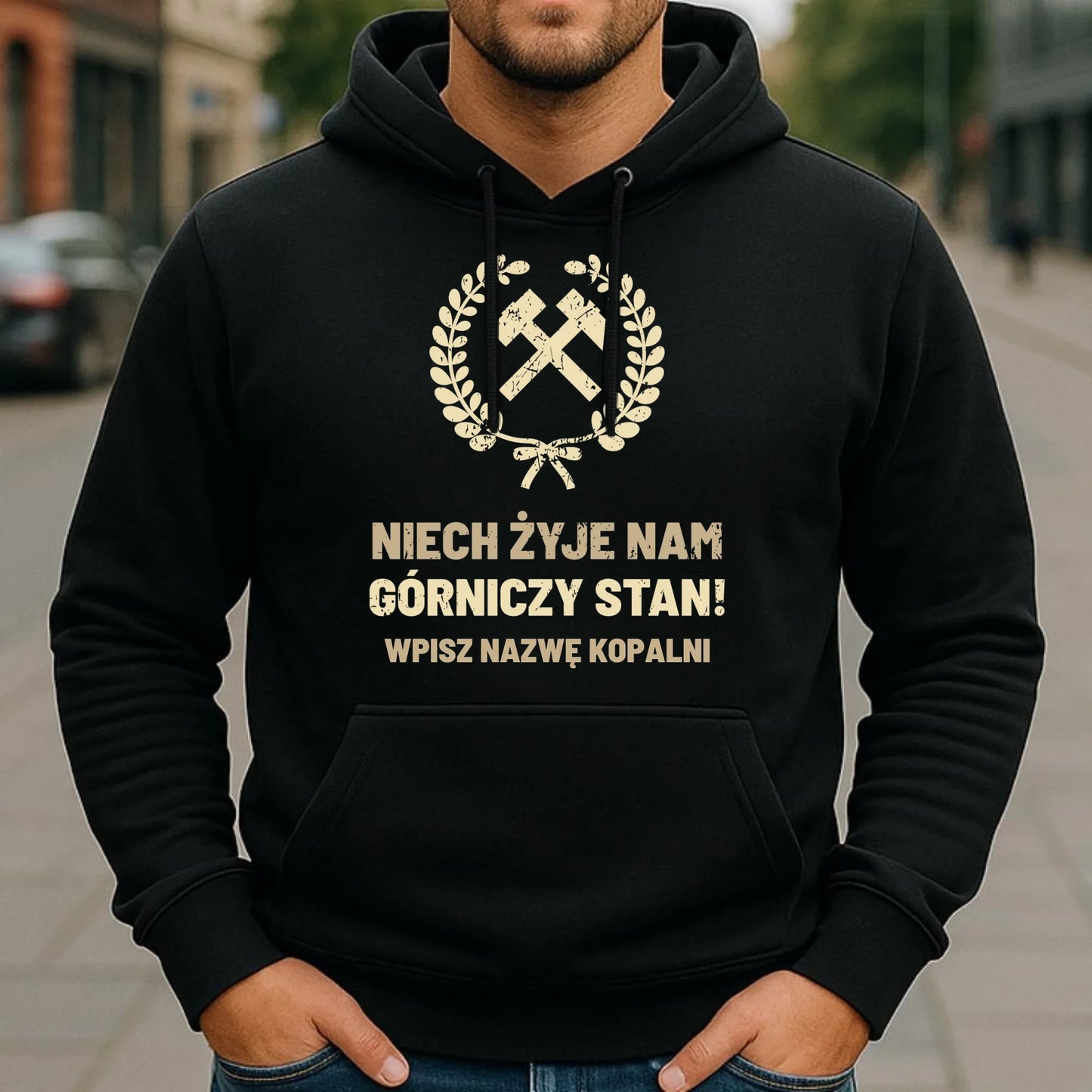 Bluza męska z kapturem - prezent dla górnika - Niech żyje nam górniczy stan - personalizowana G24 - StoryCups.pl