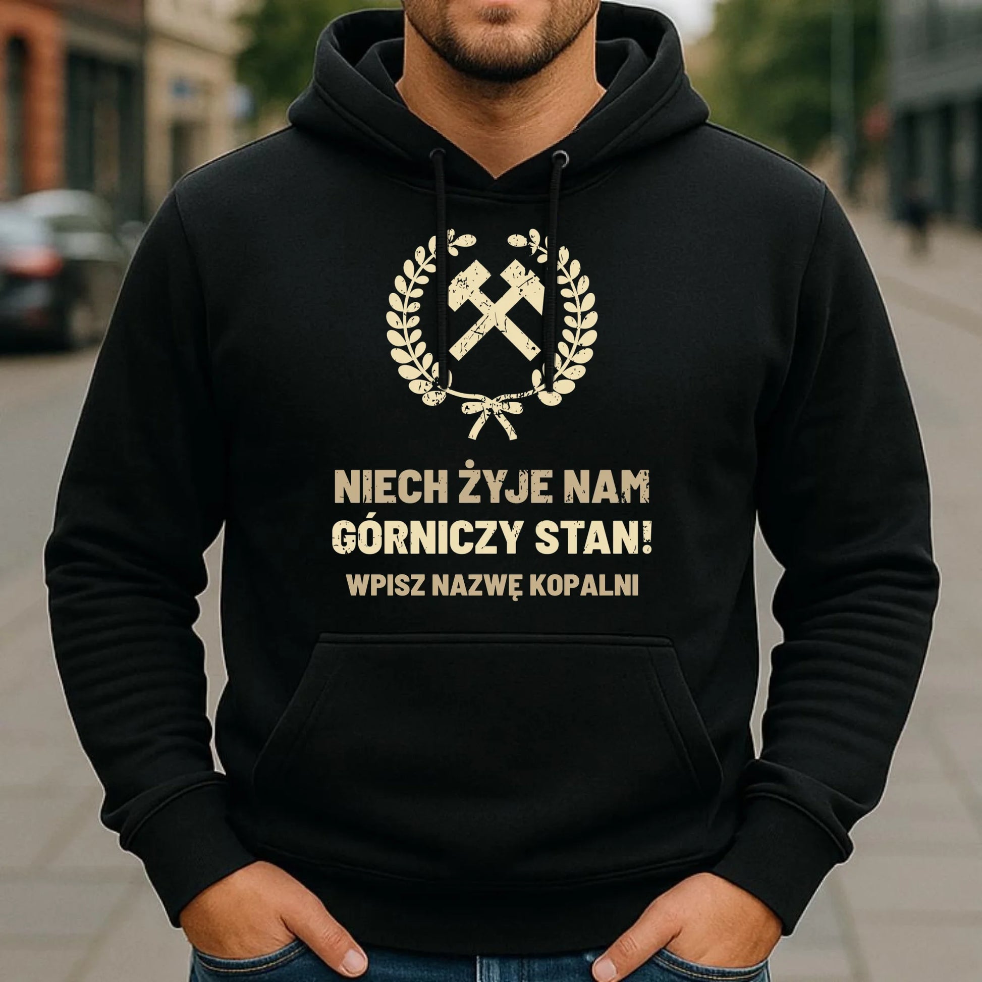 Bluza męska z kapturem - prezent dla górnika - Niech żyje nam górniczy stan - personalizowana G24 - StoryCups.pl