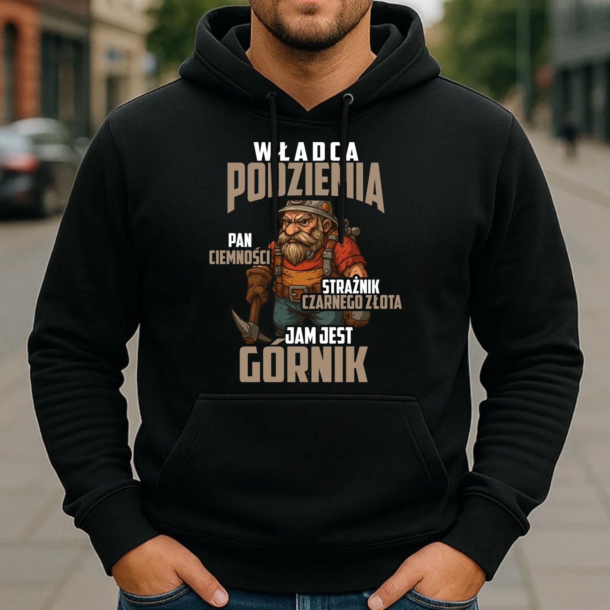 Bluza męska z kapturem - prezent dla górnika - Władca podziemia Górnik G20 - StoryCups.pl